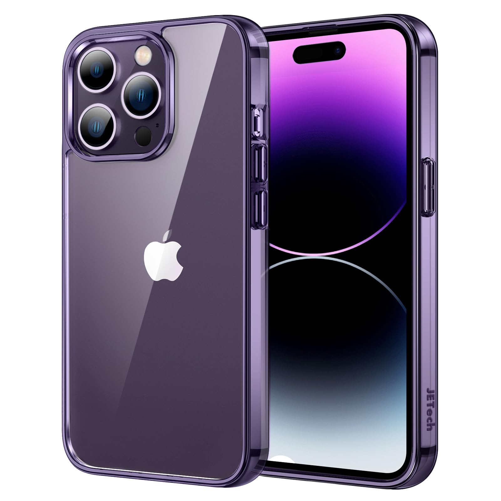 Jetech Case For Iphone 14 Pro 6.1 Inch, Non Yellowing Shockproof Phone Bumper Cover, Anti Scratch Clear Back (Deep Purple)