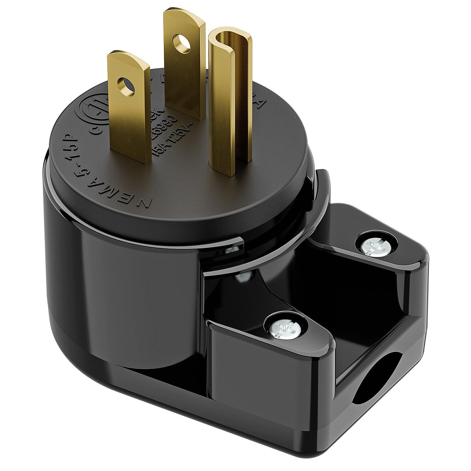 Right Angle Nema 5 15P Rewirable Plug, Winxus 15A 125V Household Diy Ac Plug, 3 Prong 90 Degree Power Plug,12 Directions Male Us