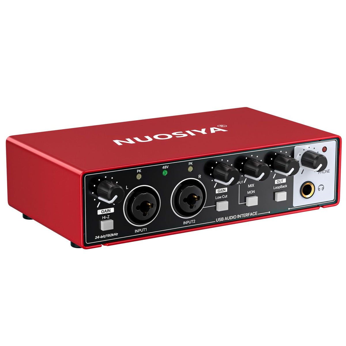 NUOSIYA USB Audio Interface for PC Computer Recording Music, Red Guita ...