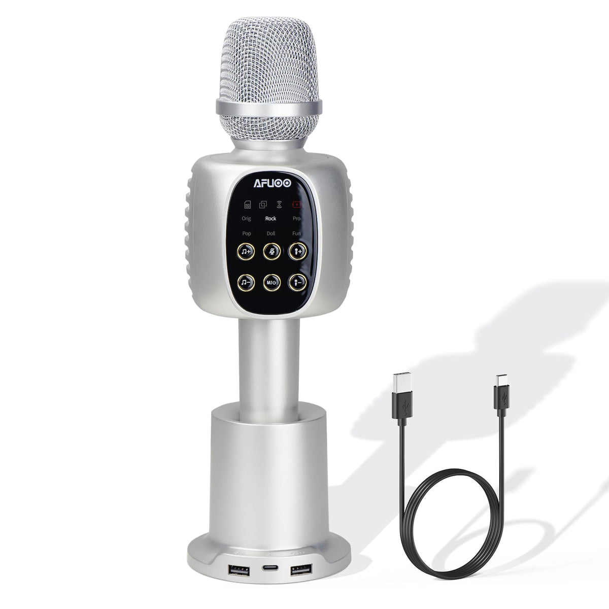 Afuoo Wireless Bluetooth Karaoke Microphone Speaker For Adults Kids, Mic With Stereo Speaker For Smartphone Pc, Duet Mode Blueto