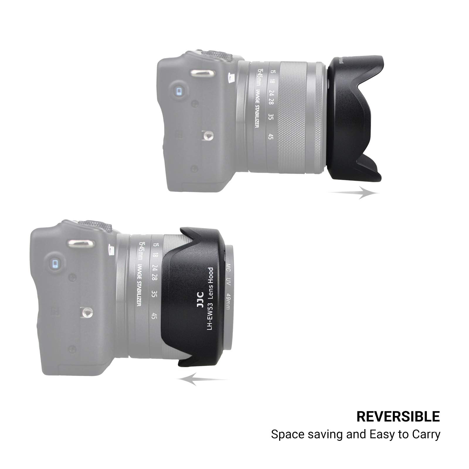 Reversible Lens Hood For Canon Ef M 15 45Mm F3.5 6.3 Is Stm And Rf S 18 45Mm F4.5 6.3 Is Stm Lens On Eos R100 R50 R10 R7 M50 M6