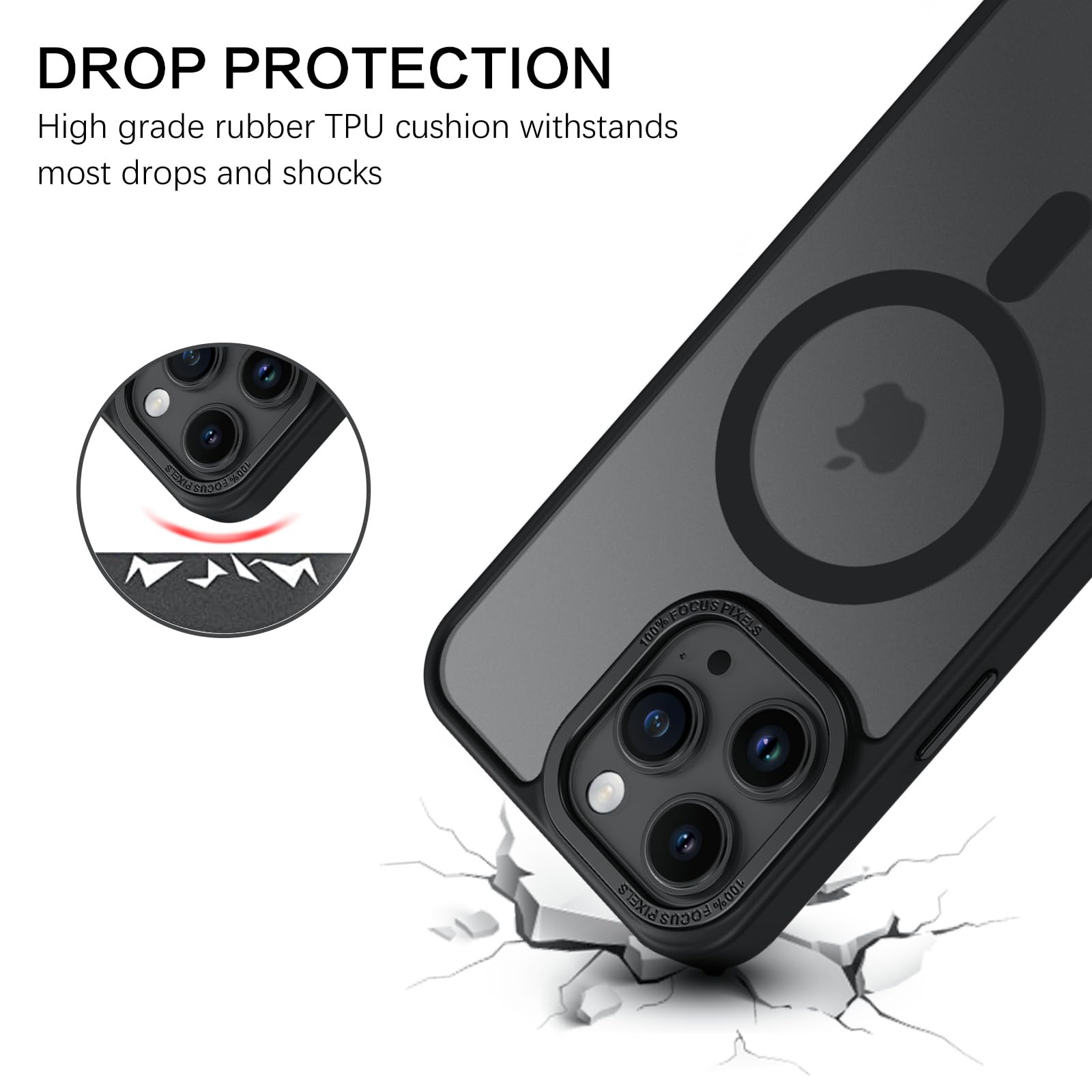 Bentoben For Iphone 15 Pro Max Case,[Compatible With Magsafe] Iphone 15 Pro Max Magnetic Phone Case Translucent Matte Shockproof