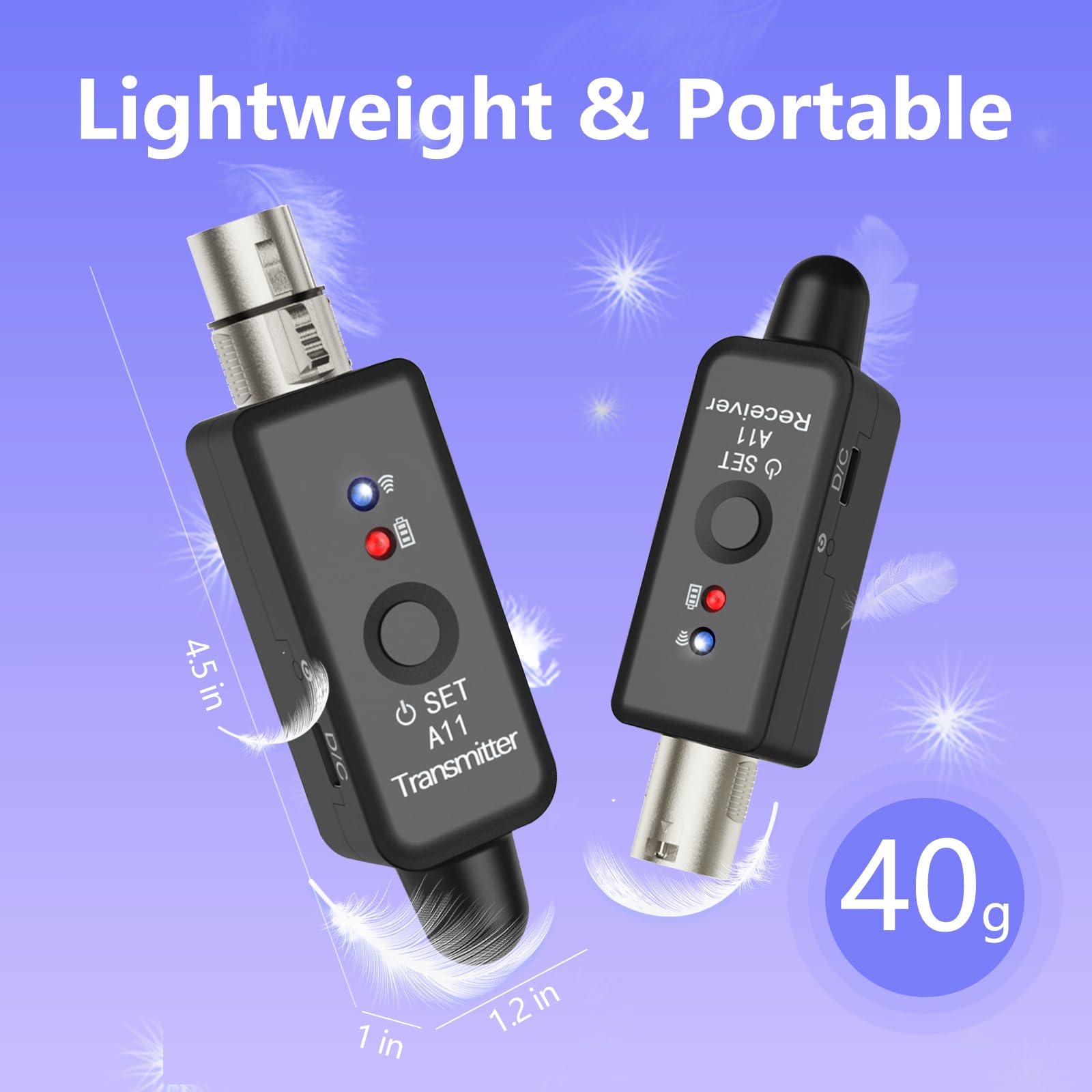 Ingpartner A11 2.4Ghz Wireless Microphone Transmitter Receiver 4 Channels Plug On Xlr Mic Adapter Wireless Mic System For Dynami