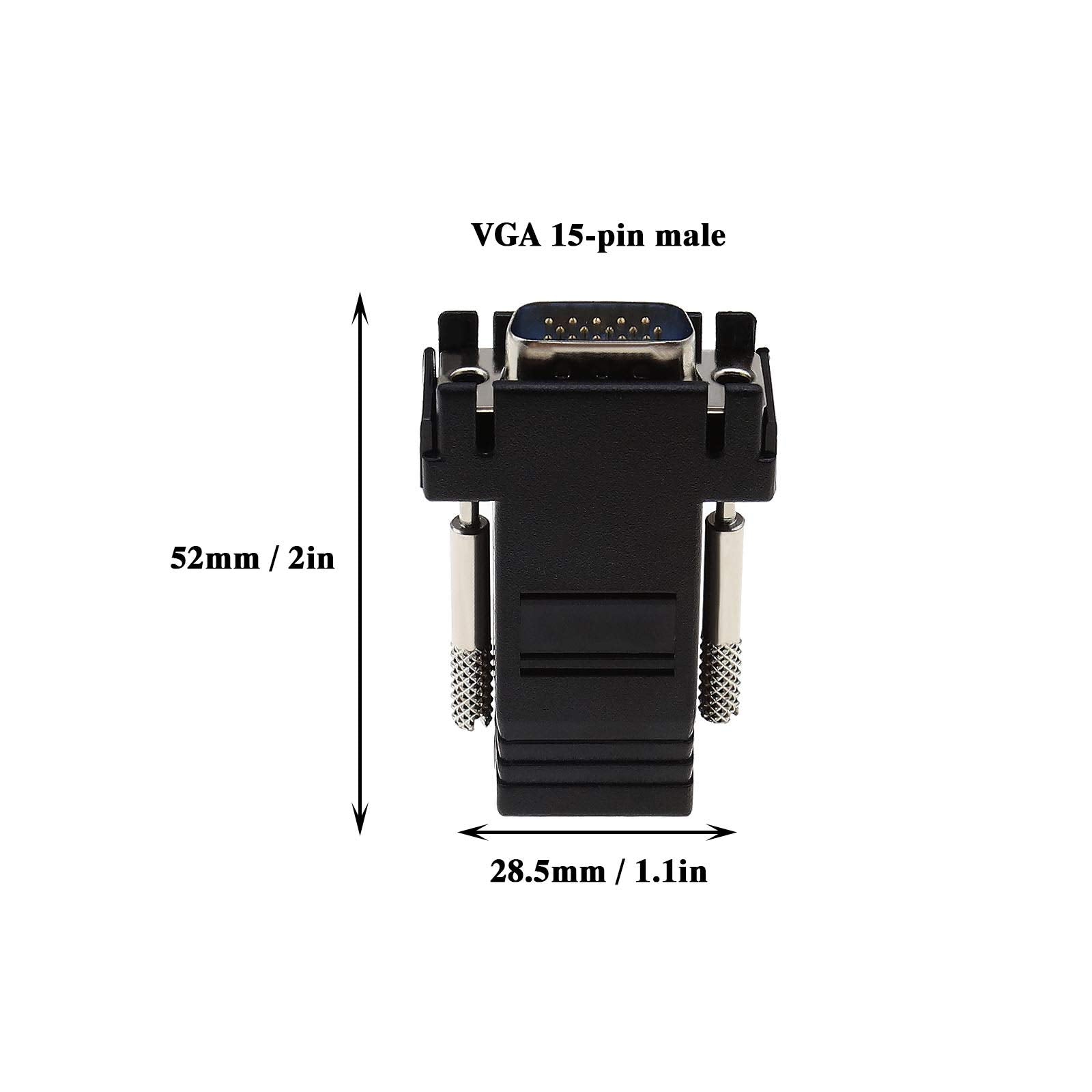Micro Traders 4Pcs Vga 15 Pins Male To Rj45 Network Converter Adapters Video Signal Transmission Expansion Via Cat5 Cat6 Etherne