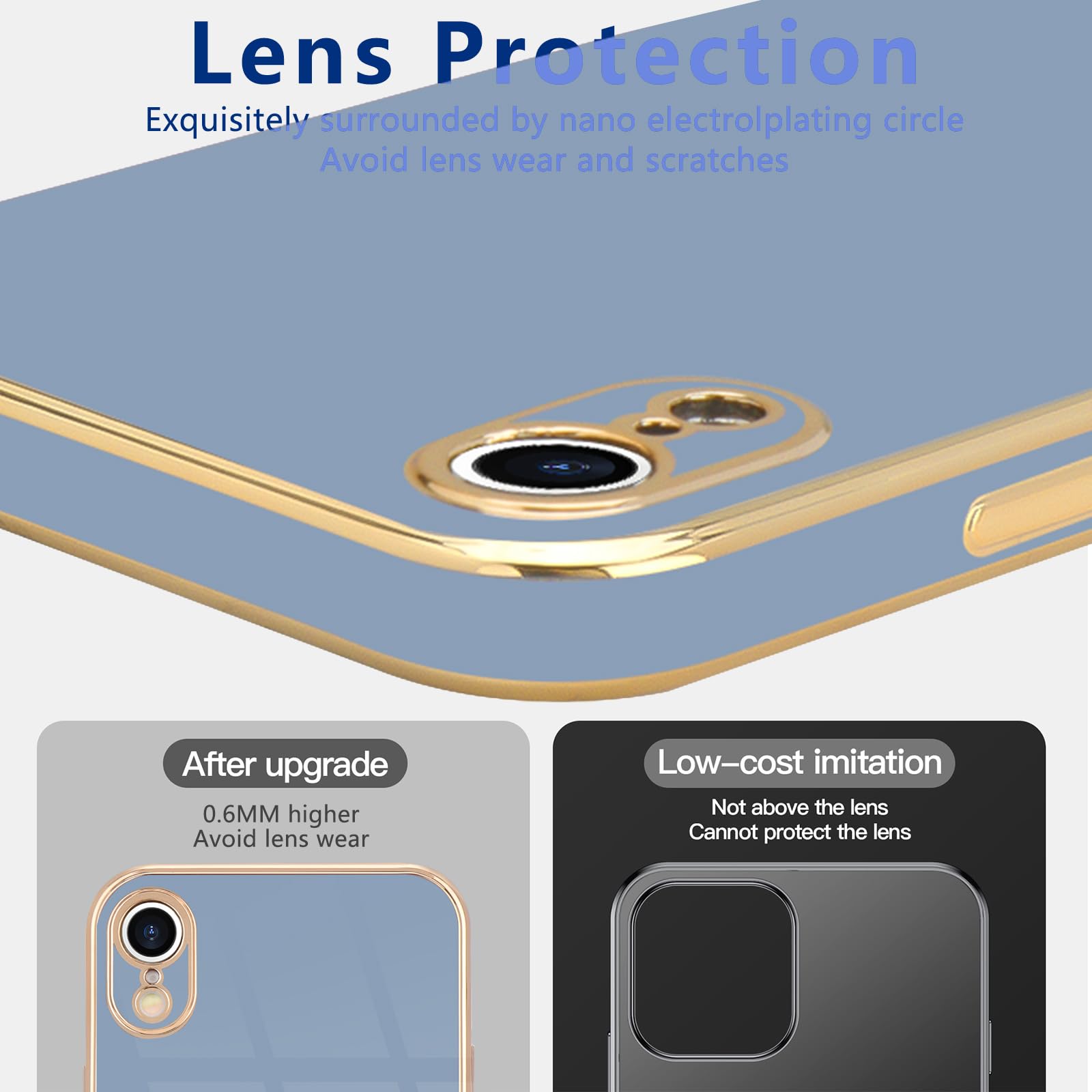 Lafunda Compatible With Iphone Xr Case, Cute Luxury Plating Case Women Girls Elegant Golden Edge Pretty Shockproof Tpu Bumper Co