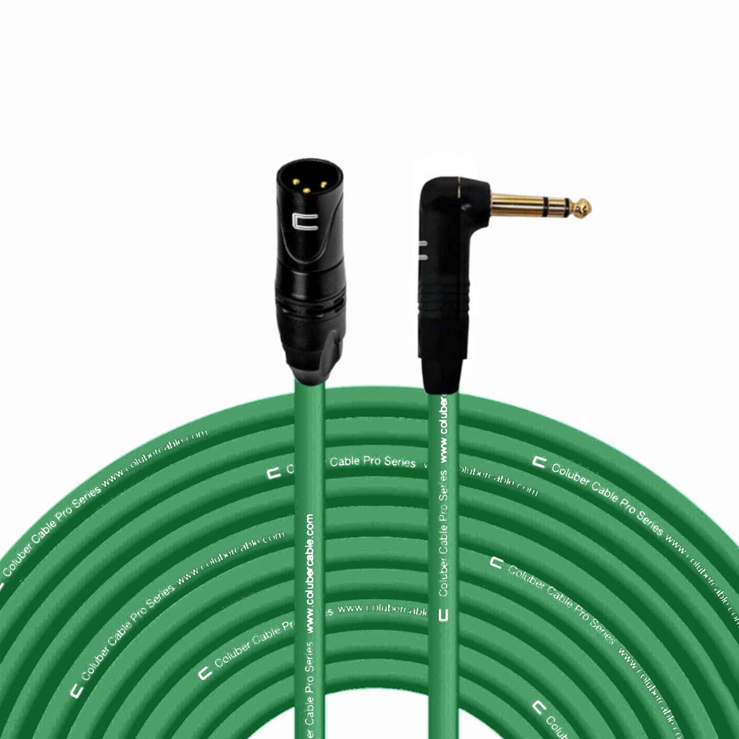 Balanced Xlr Cable Male To Right Angle 1/4'' Trs   150 Feet Green   Pro 3 Pin Microphone Connector For Powered Speakers, Audio I