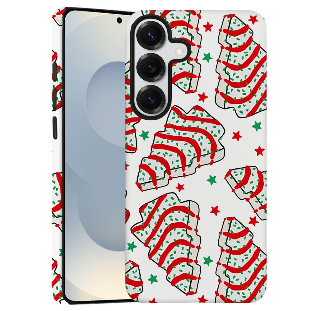 Case Compatible with Samsung Galaxy S25 - Hybrid Durable Shockproof Phone Cover,Cases for Woman Girl - Christmas Tree Red