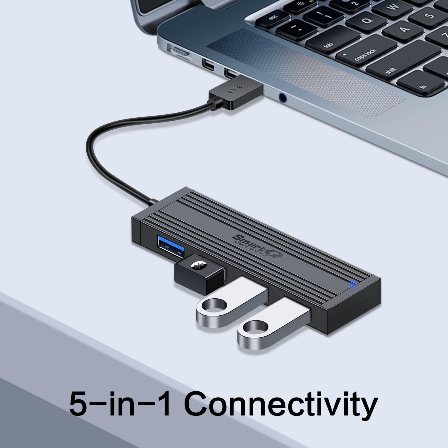Smartq 4-Port Usb 3.0 Hub, High-Speed Data Hub, Usb Port Expander For Laptop, Pc, Imac, Surface Pro, Xps, Flash Drives, Mobile H