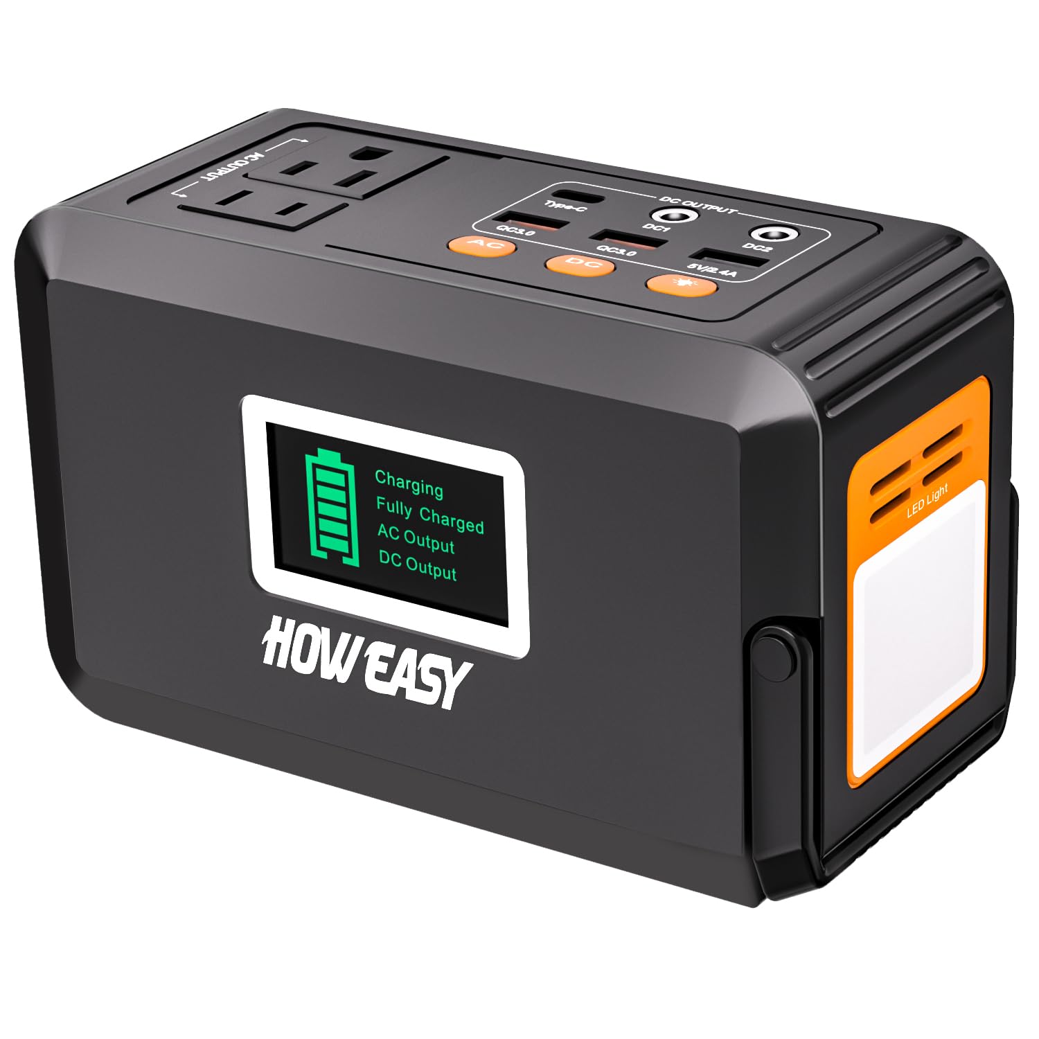 HOWEASY 120W Portable Power Bank, 24000mAh Portable Laptop Charger Battery Backup with 2 110V AC Outlets/ 3 DC Ports/2 USB QC3.0