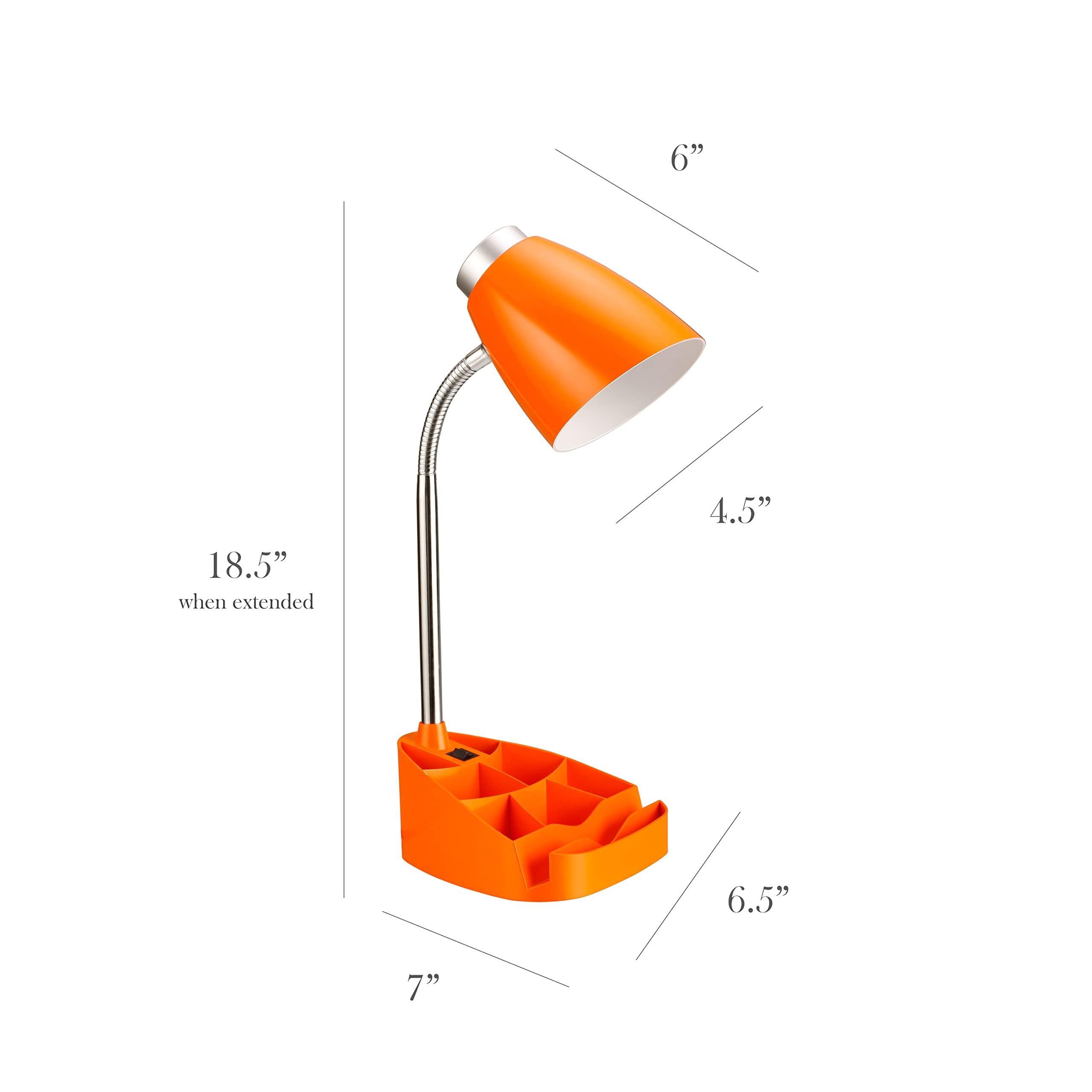 Simple Designs Ld1002 Org Gooseneck Organizer Desk Lamp With Ipad Tablet Stand Book Holder, Orange (Pack Of 6)