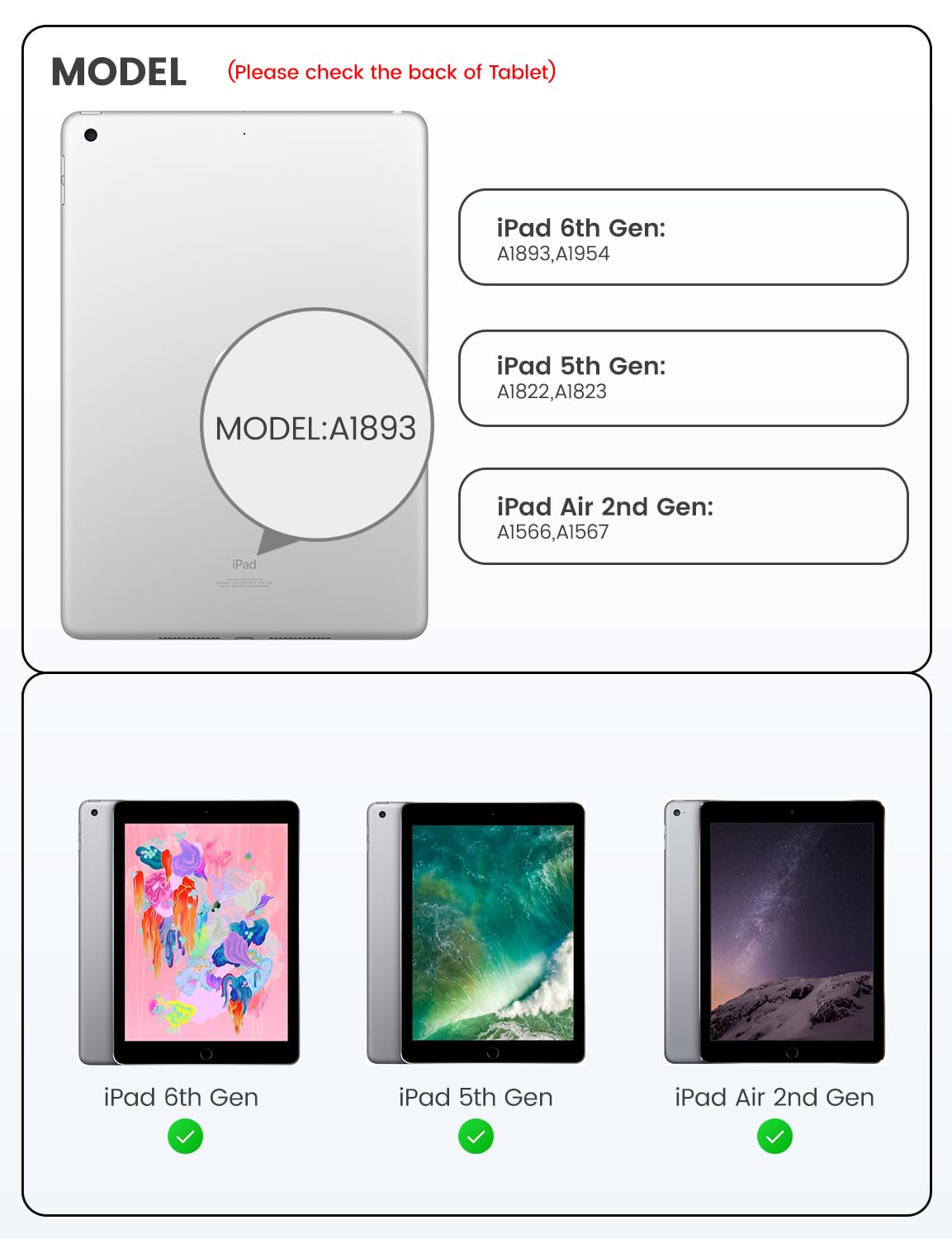 Oyeeice For Ipad 6Th Generation Case With Keyboard 9.7 Inch   Detachable Backlit Keyboard, Smart Folio Cover With Pencil Holder