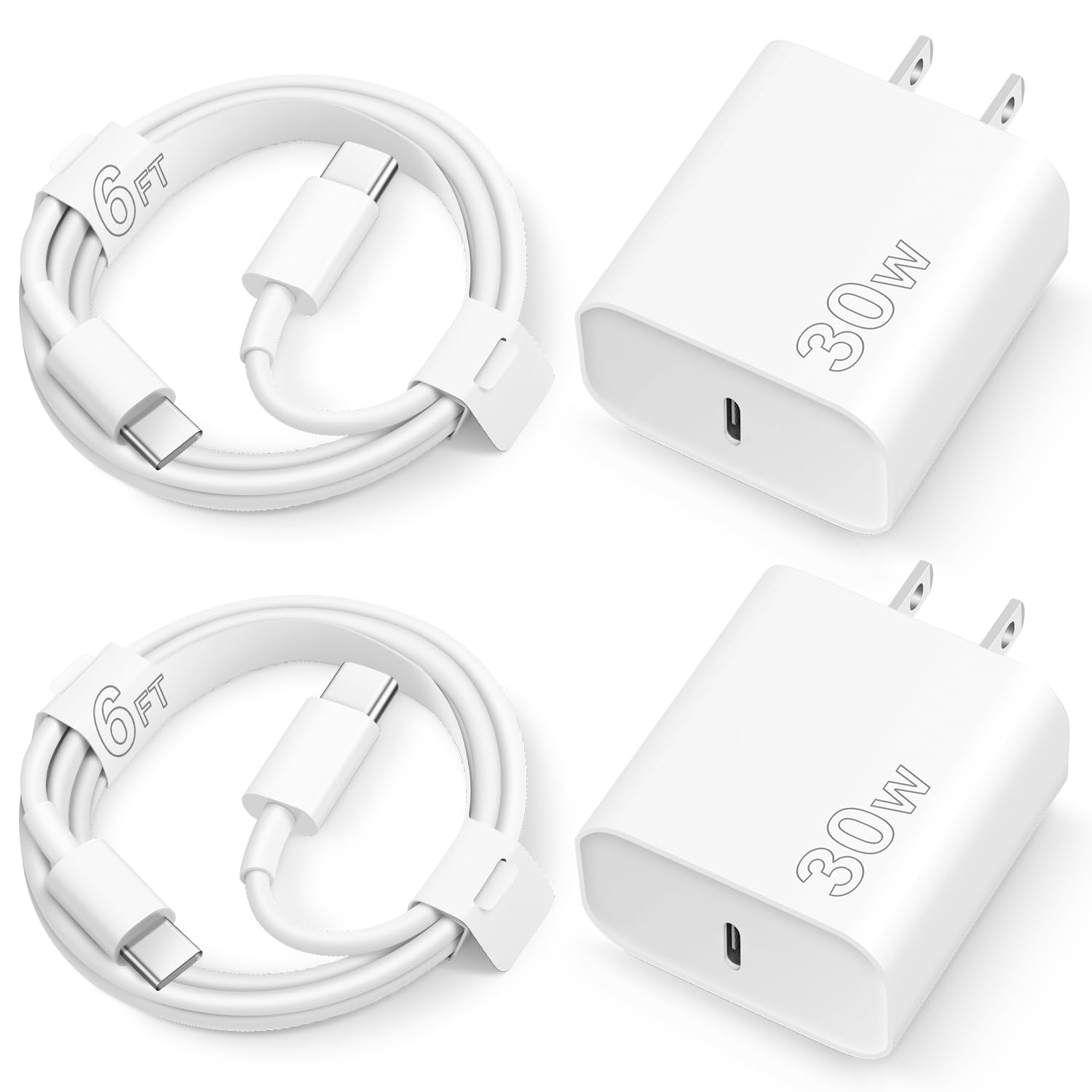 Charger For Iphone 15 Charger Usb C Charger Block 30W Type C Charger Ipad Pro Charger 2 Pack 6Ft Cord For Iphone 15/15 Plus/15 P