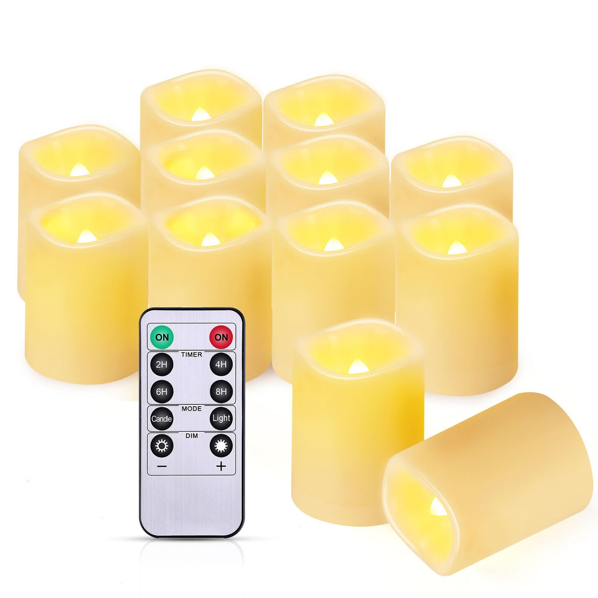 Image Flameless Votive Candles,12 Pack 1.5 X 2 Inch Flickering 3D Wicks Battery Operated Candles,250+ Hours Long Lasting Led Tea