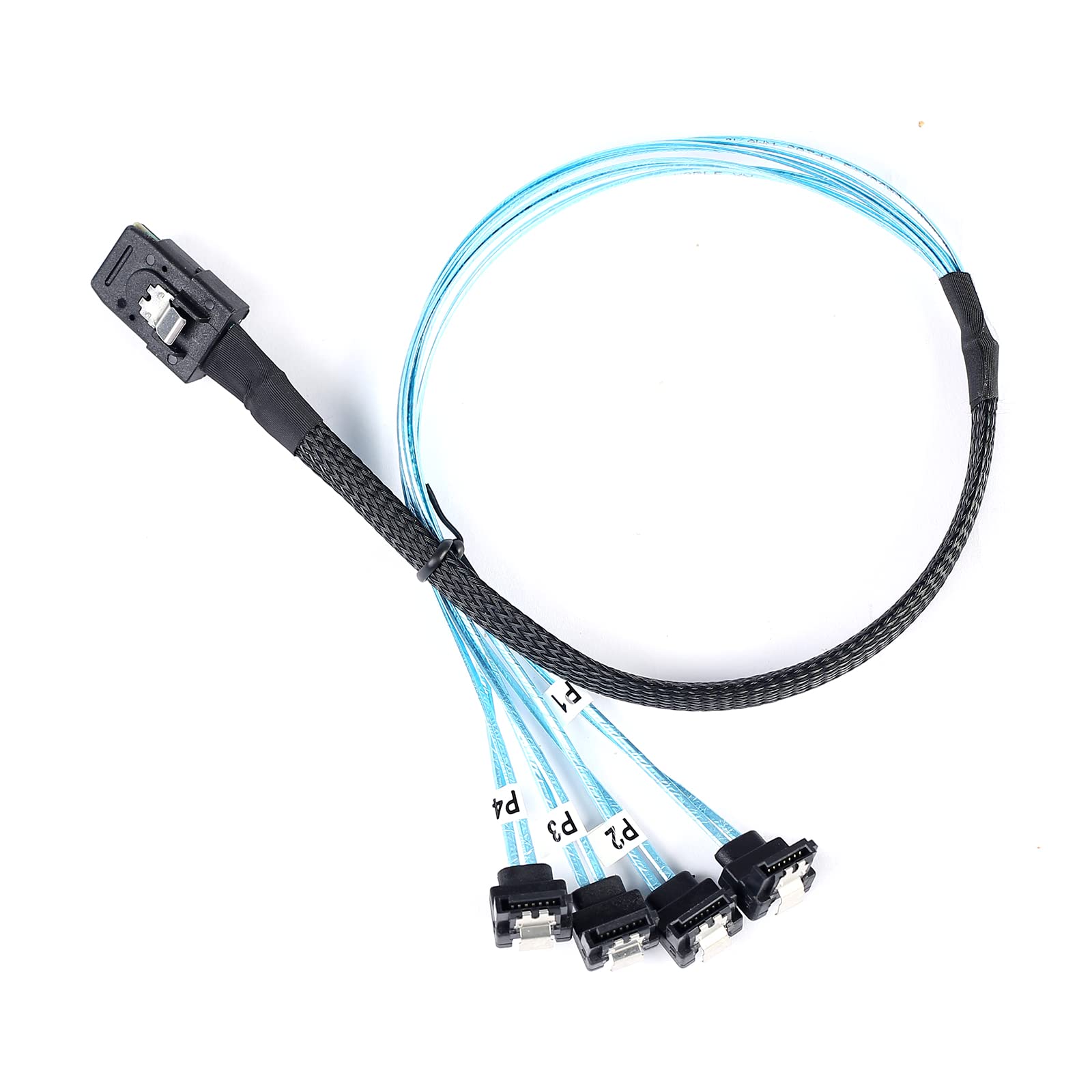 Adcaudx Mini Sas To Sata Cable: 0.5M Sff 8087 To Sata Mini Sas Breakout Cable Sff8087 To Sata 90 Degree Mini Sas To 4X Sata Sas