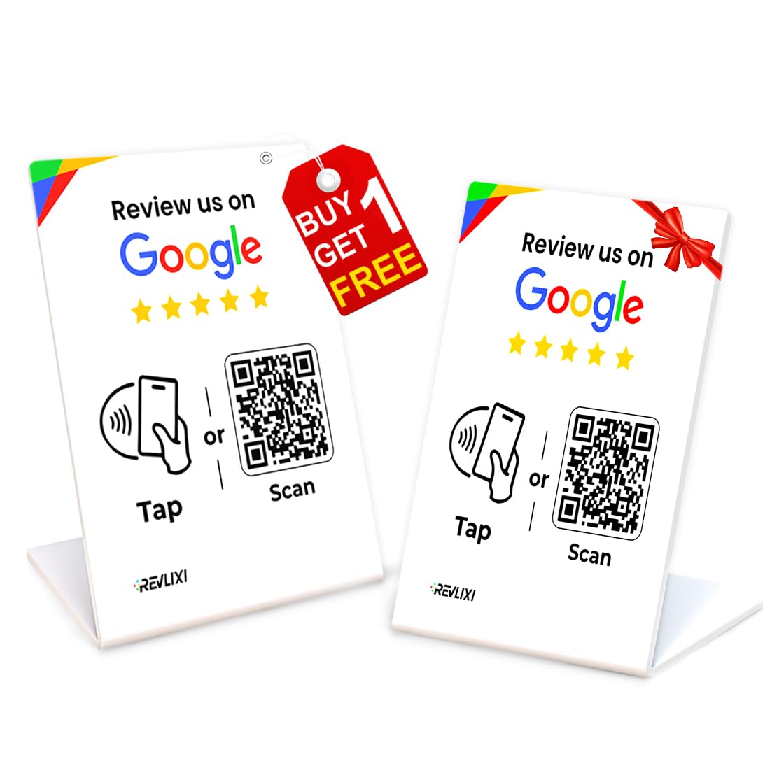 REVLIXI Google Review Stand (2 PCS) -Boost Google Reviews w/Reusable Google Review Tap Card Stand & QR Code Stand- No App No Sub