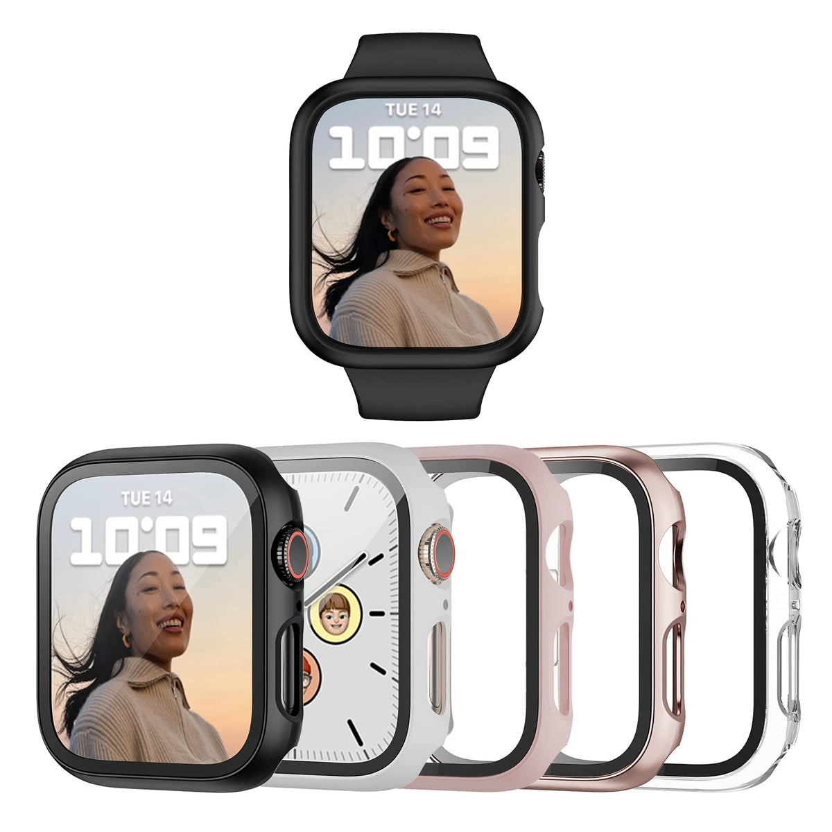 5 Pack Case Compatible For Apple Watch Series 8 & Series 7 41Mm With Tempered Glass Screen Protector, Haojavo Pc Hard Ultra Thin