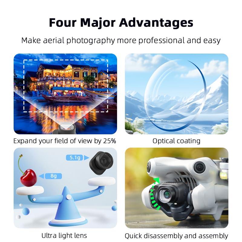 Coyktonty Mini 4 Pro Wide Angle Lens For Dji Mini 4 Pro,Expands Shooting Range By 25%,0.75 X Wide Angle 110 Shooting Range