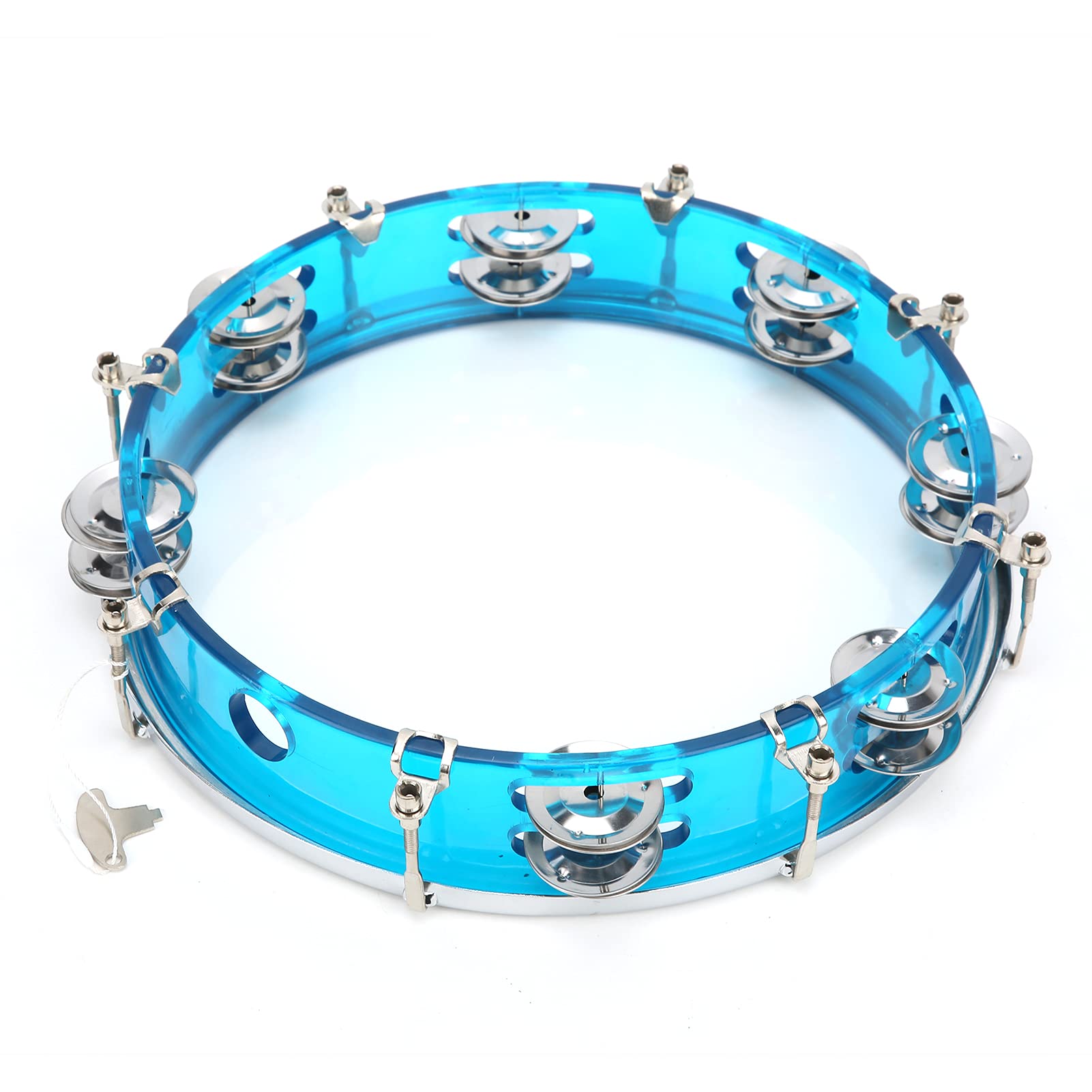 Generic Percussion Jingles, Double Row 10in Adjustable Tambourine ABS Metal for Playing(Blue)