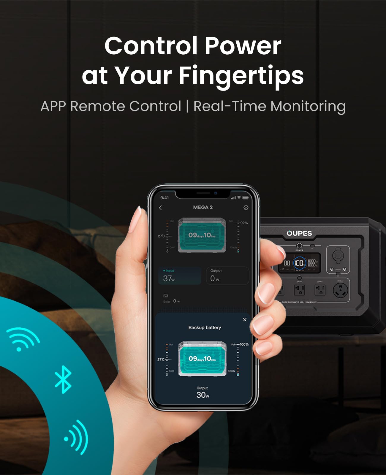 Oupes Mega 2 2500W Solar Generator With 240W Panel Included, 2048Wh Portable Power Station Solar Battery Station Made For Emerge