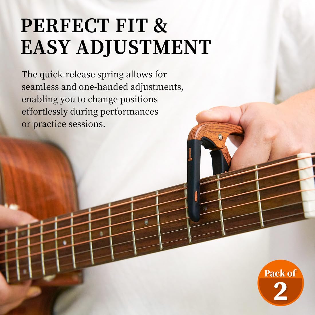 Guitar Capo For Acoustic And Electric 6 String Guitars (2 Pack Roswood Capo)