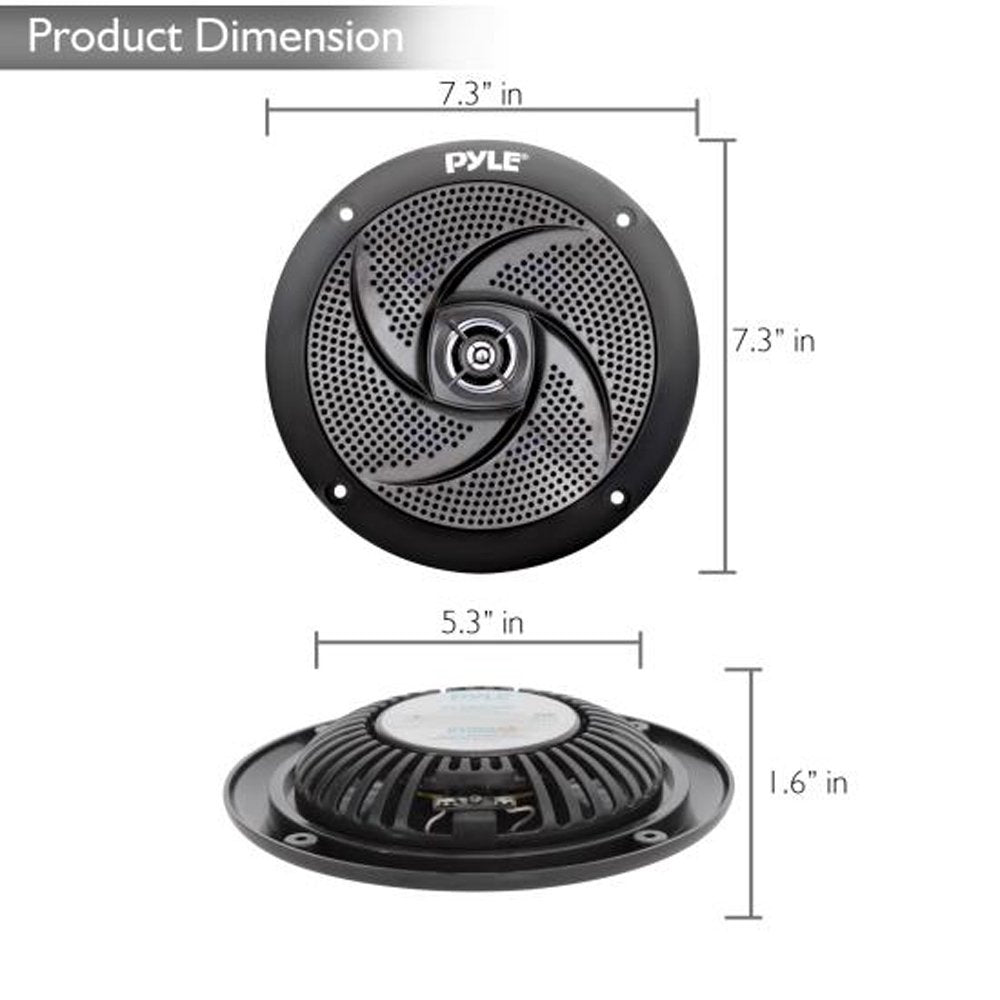 Pyle Low-Profile Waterproof Marine Speakers - 240W 6.5 Inch 2 Way 1 Pair Slim Style Waterproof And Weather Resistant Outdoor Aud