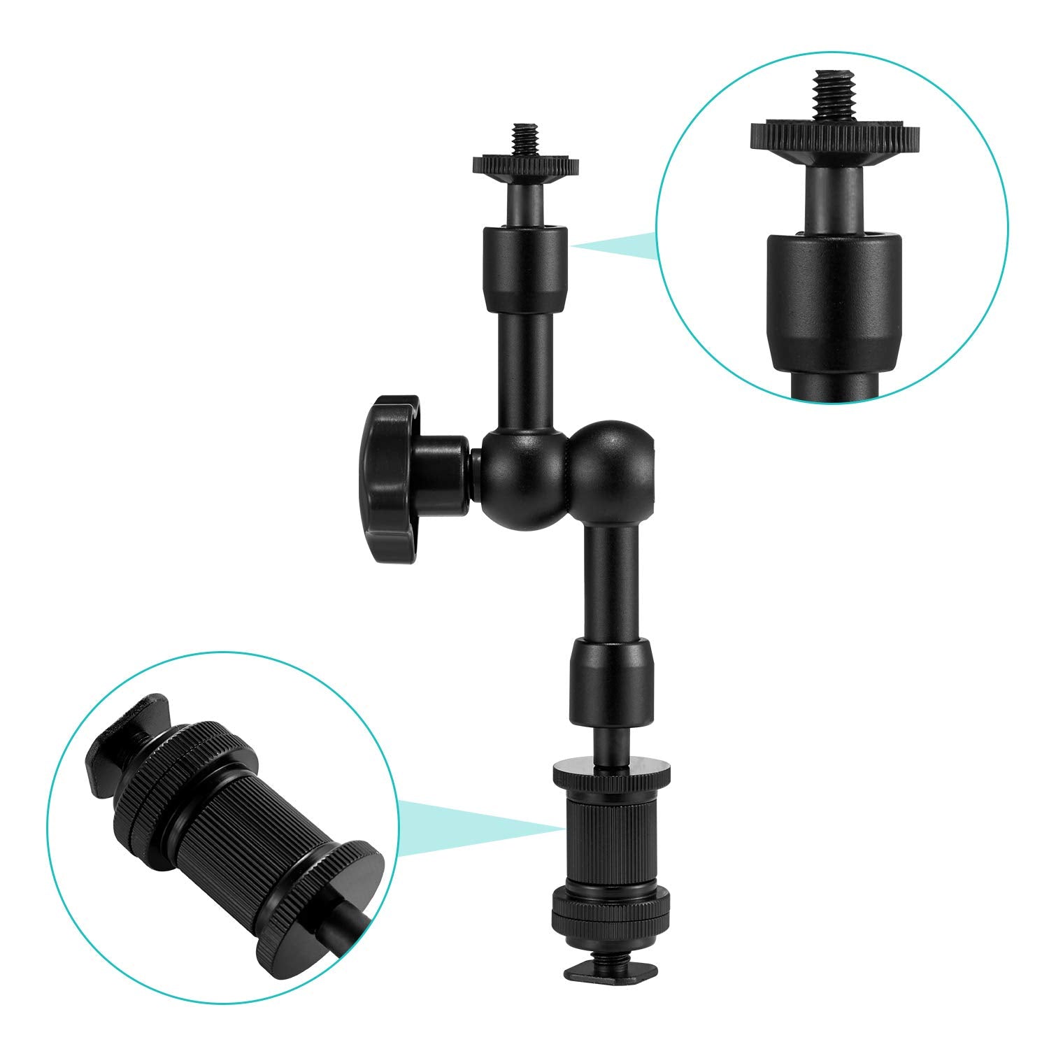 Wanby 7 Inch Articulating Magic Friction Arm & Large Adjustable Super Clamp Pliers Clip With 1/4'' And 3/8'' Thread For Dslr Cam