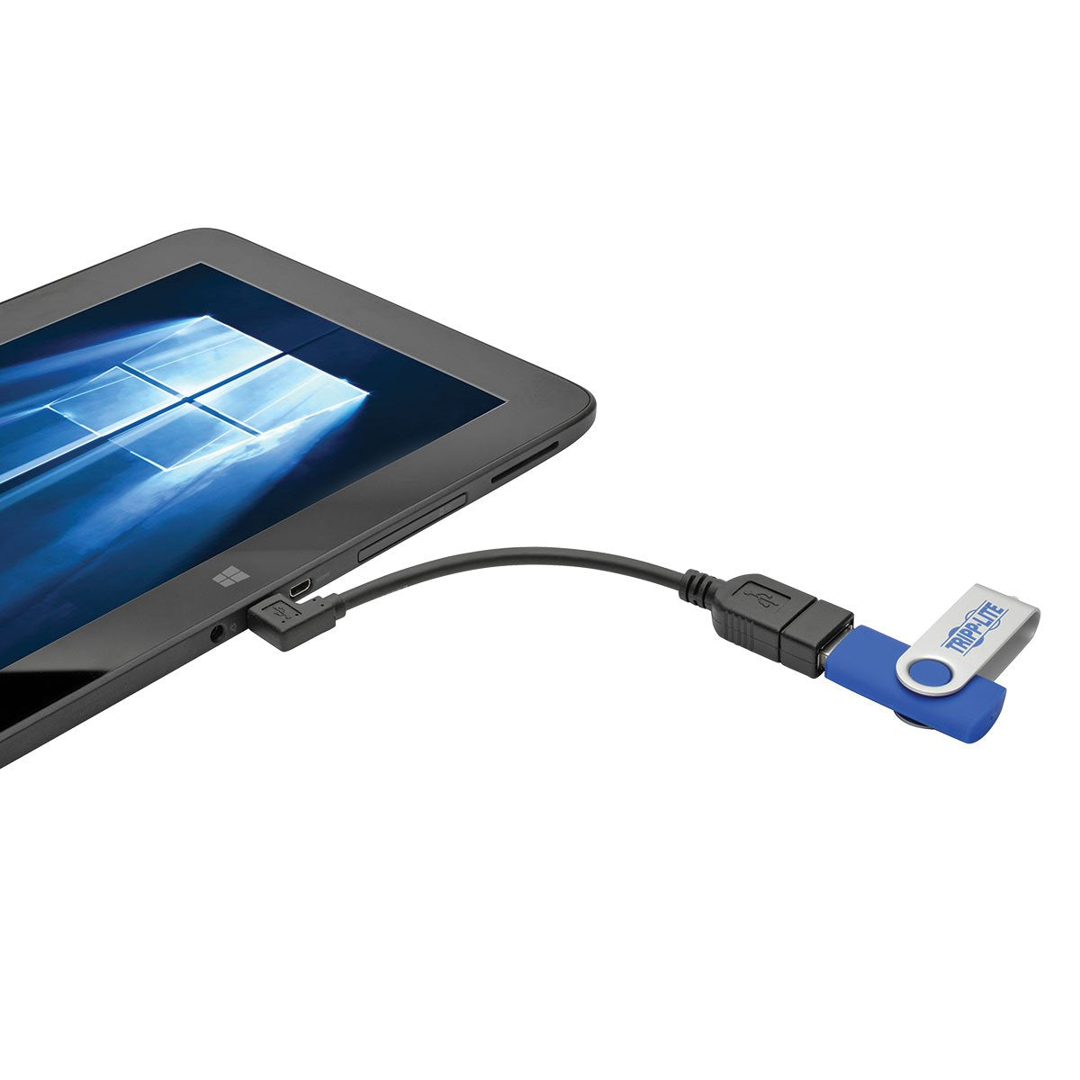 Tripp Lite Micro Usb B To Usb Otg Host Adapter Cable, Right Angle 5 Pin Micro B (M/F), 6'' (U052 06N Ra), Black