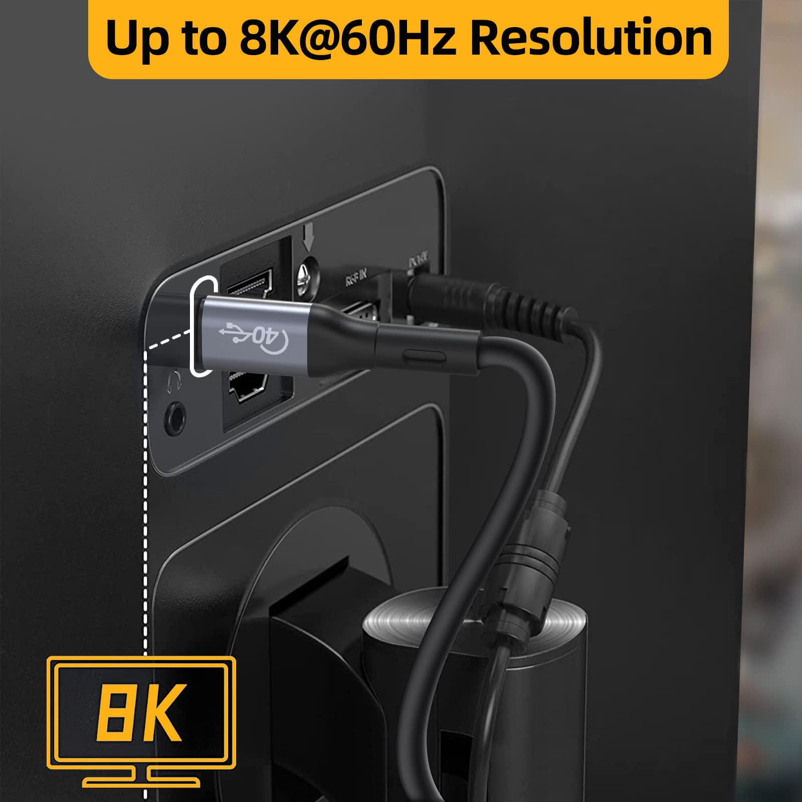 Yaomaisi Thunderbolt 4 Cable?Usb If Certified? 1.5M/4.9Ft Usb4 Cable,40Gbps Data Transfer & 100W Pd Charging, 8K@60Hz Or Dual 4K