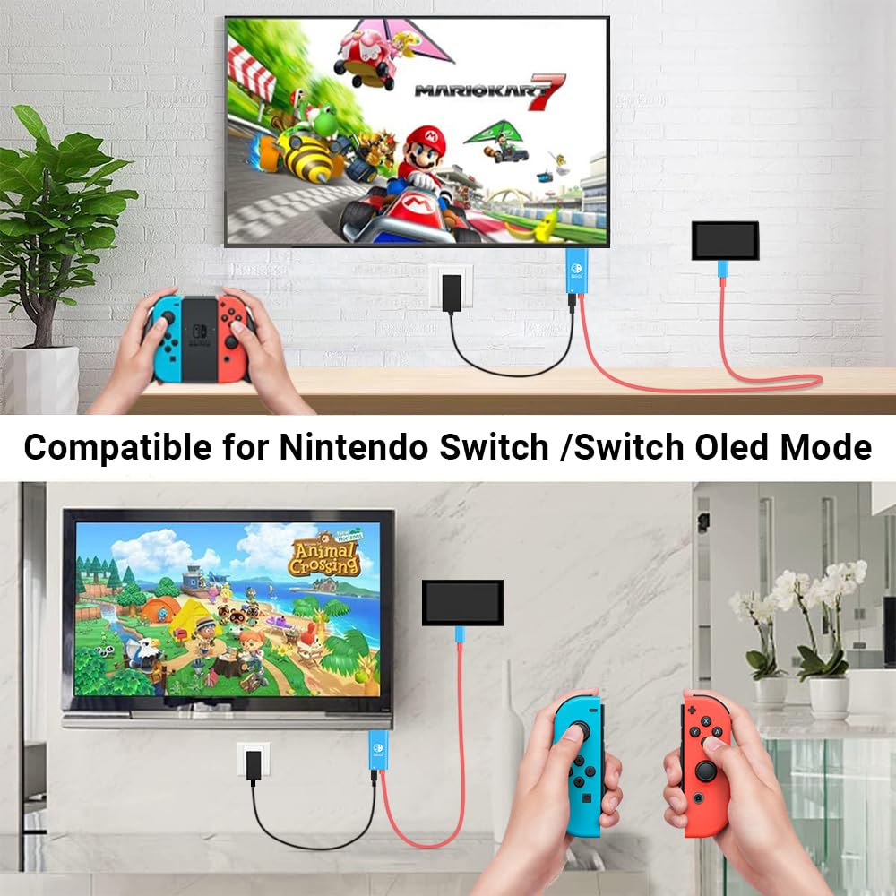 Switch Dock For Nintendo Switch Dock/Nintendo Switch Oled Dock, 6Ft Switch Tv Dock, Steam Deck Dock Cable With 4K/1080P Hdmi Ada
