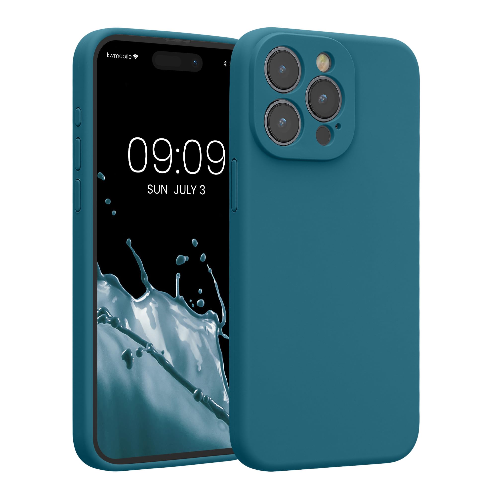kwmobile Case Compatible with Apple iPhone 15 Pro Max Case - Slim TPU Silicone Phone Cover - Soft Touch Finish - Teal Matte