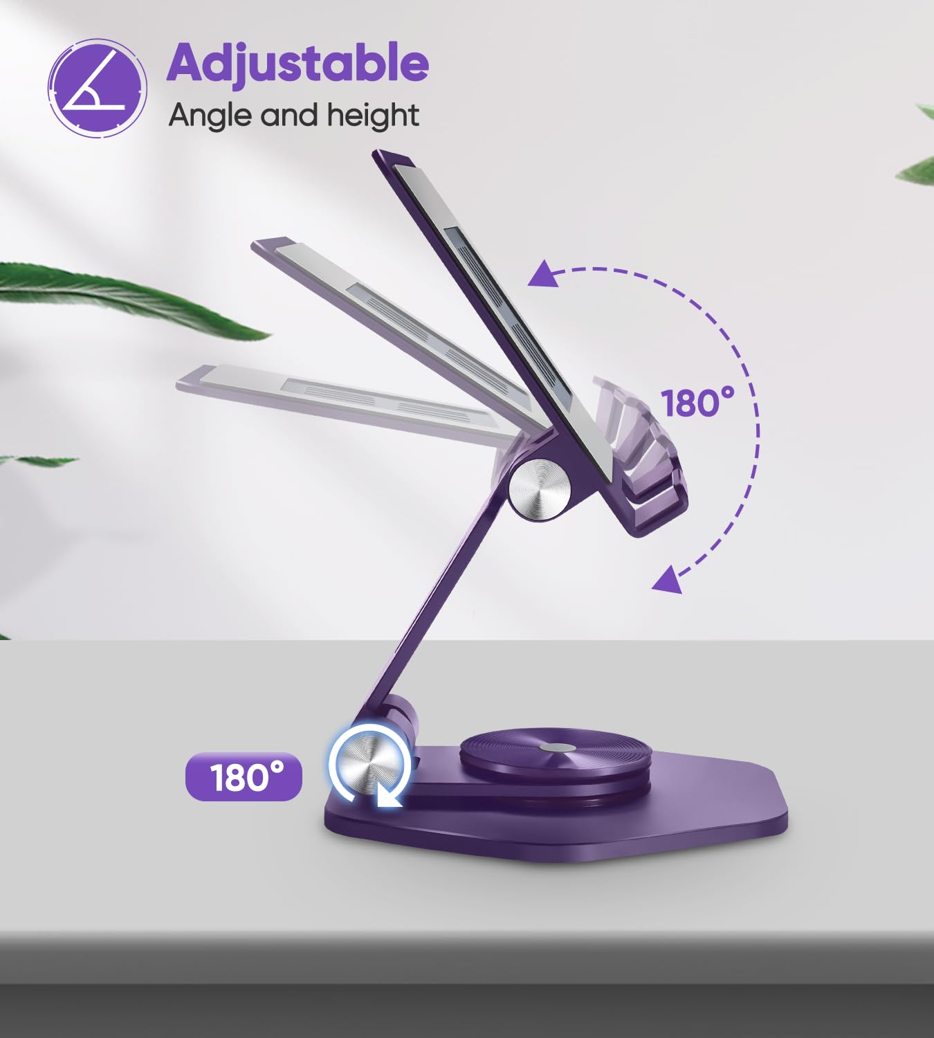 Sojuner Tablet Stand Holder For Desk, Swivel Ipad Stand With 360 Rotating Base, Aluminum Foldable Desktop Stand Holder Compatibl