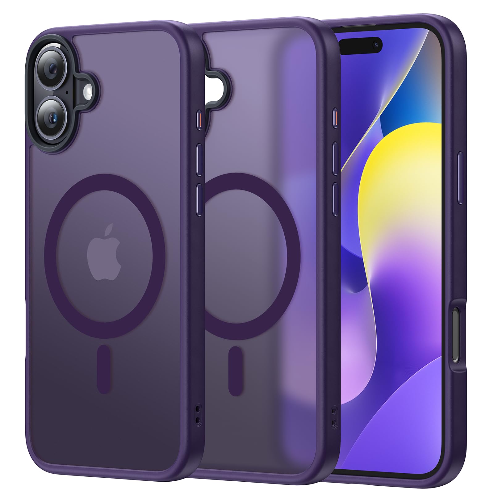 Meifigno Designed For Iphone 16 Plus Case, Compatible With Magsafe, Military Grade Protection, Translucent Matte Back With Soft