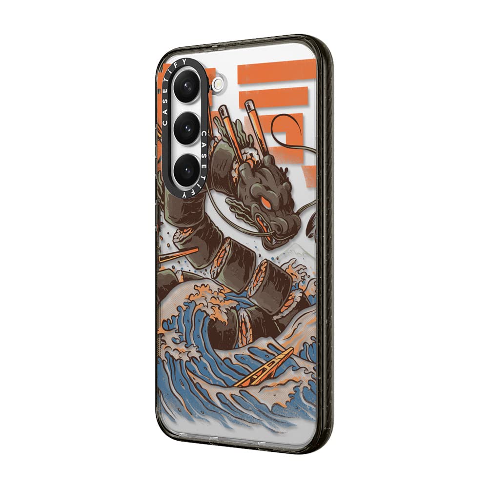 Casetify Impact Samsung Galaxy S23+ Case [4X Military Grade Drop Tested / 8.2Ft Drop Protection]   Great Sushi Dragon   Clear Bl