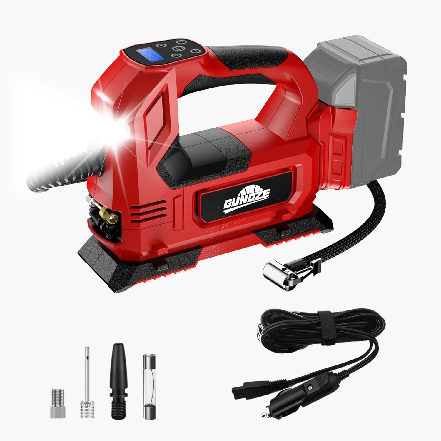 Cordless Tire Inflator Air Compressor For Milwaukee M18 Battery, 150Psi Portable Led Light Handheld Air Pump With Digital Pressu