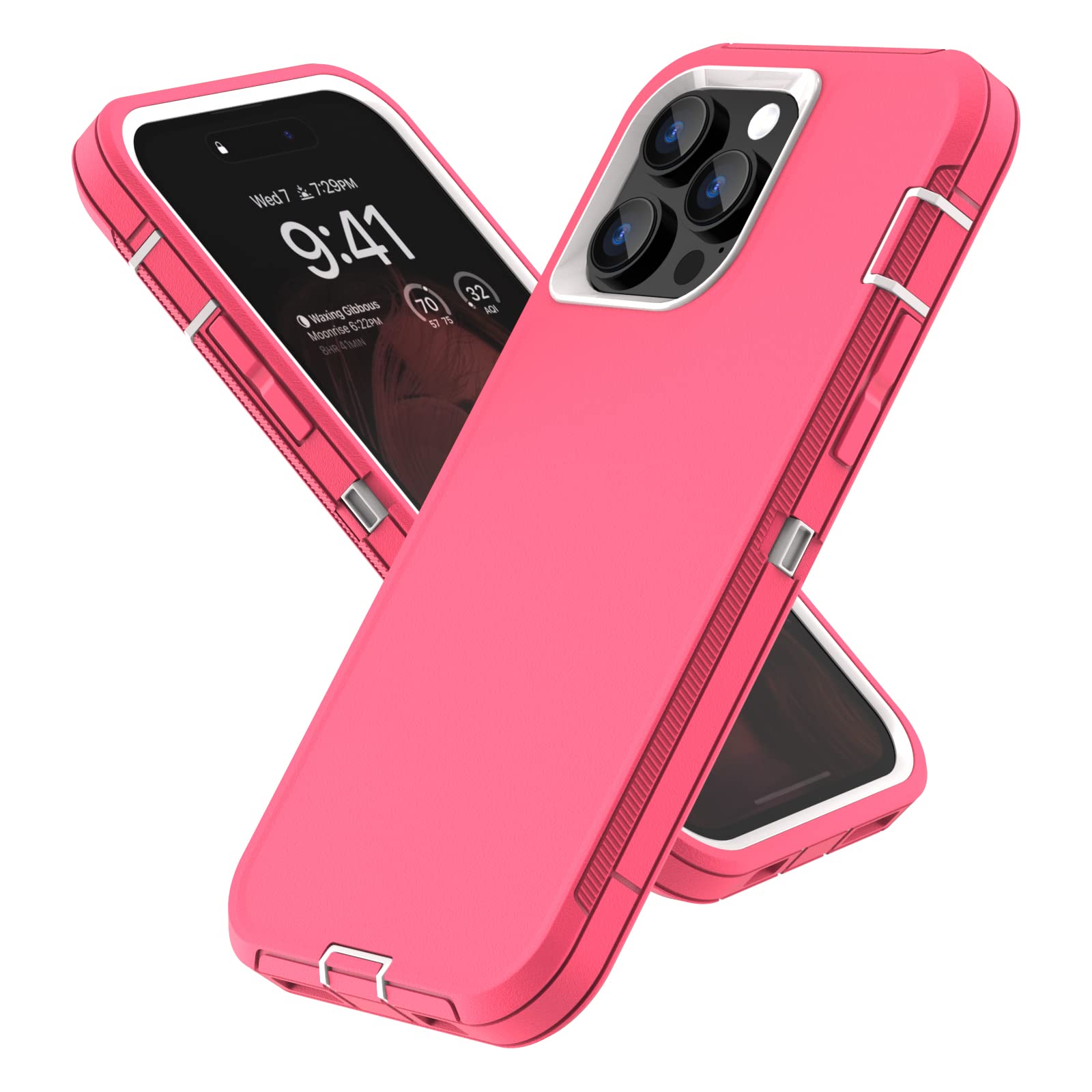 Sansunto for iPhone 14 Pro Max Case, Full Body Protection Heavy Duty Shockproof Military Grade 3 in 1 Silicone Rubber with Hard 