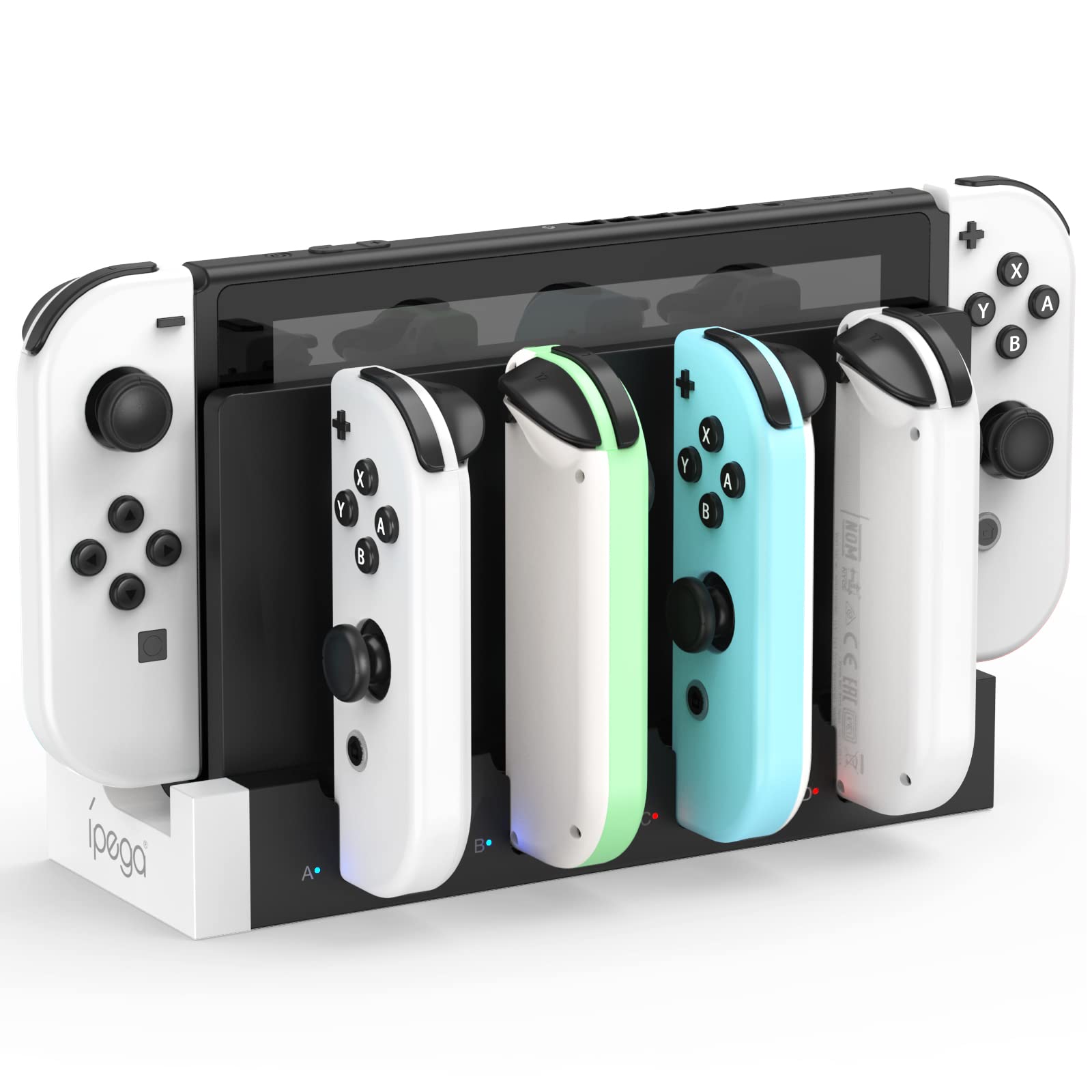 Fyoung Charger For Switch &Switch Oled Joy Cons Controllers, Charging Dock Base Station For Switch Joycons With Indicator, Charg