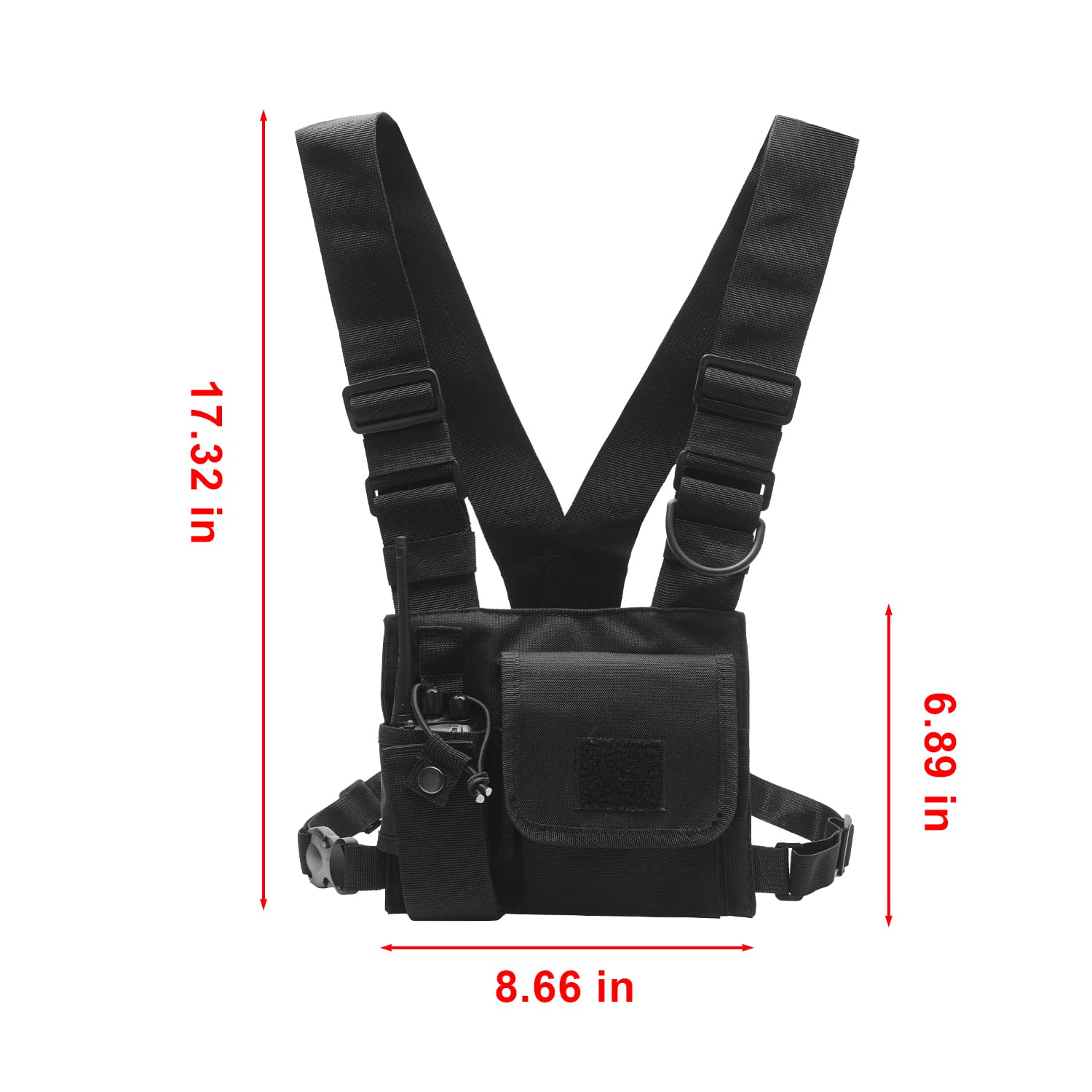 Klykon Radio Chest Harness Chest Front Single Pack Pouch Holster Vest Rig For Motorola Midland Kenwood Baofeng Retevis Walkie Ta