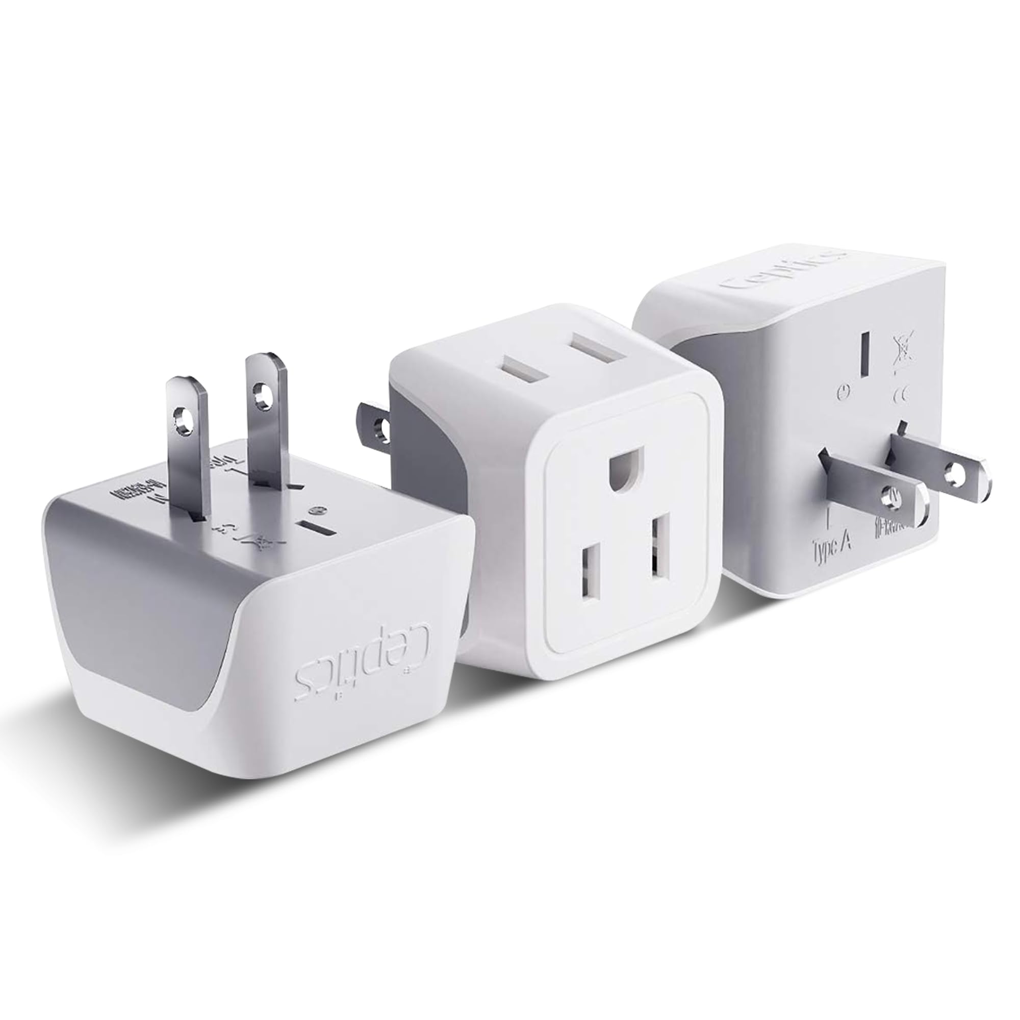 Japan, Philippines Travel Adapter Plug By Ceptics   Usa 3 Pin Polarized To 2 Prong Unpolarized   Type A (3 Pack)   Dual Inputs  