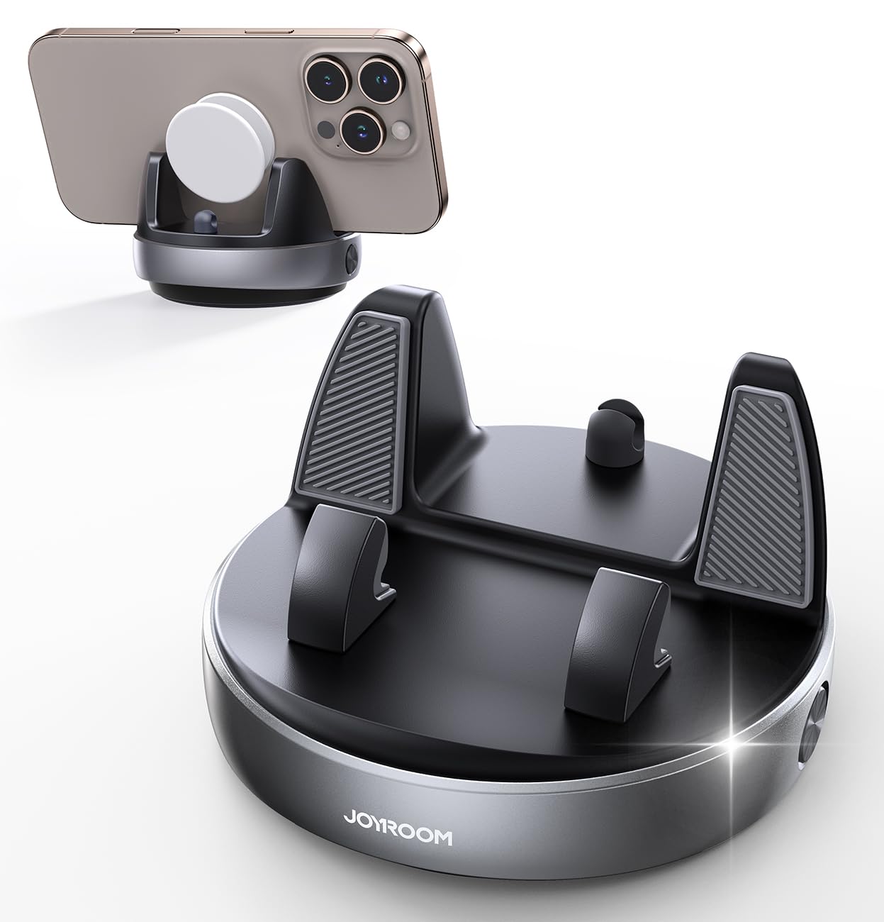 Joyroom Car Phone Holder, [Adjustable Spring Design] Dashboard Cell Phone Holder Compatible With Popsocket, 360Rotatable & Verti