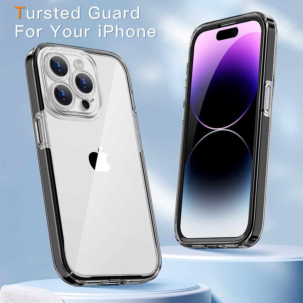 Coolqo Compatible For Iphone 14 Pro Max Case, With 9H Tempered Glass Screen Protector [Anti Yellowing] Military Grade Protection