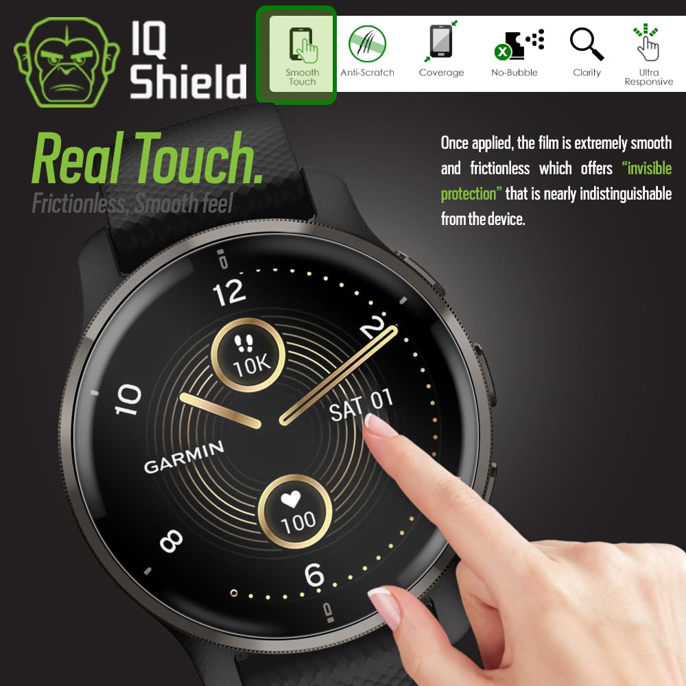 Iq Shield Screen Protector Compatible With Garmin Venu 2 Plus (6 Pack) Anti Bubble Clear Film