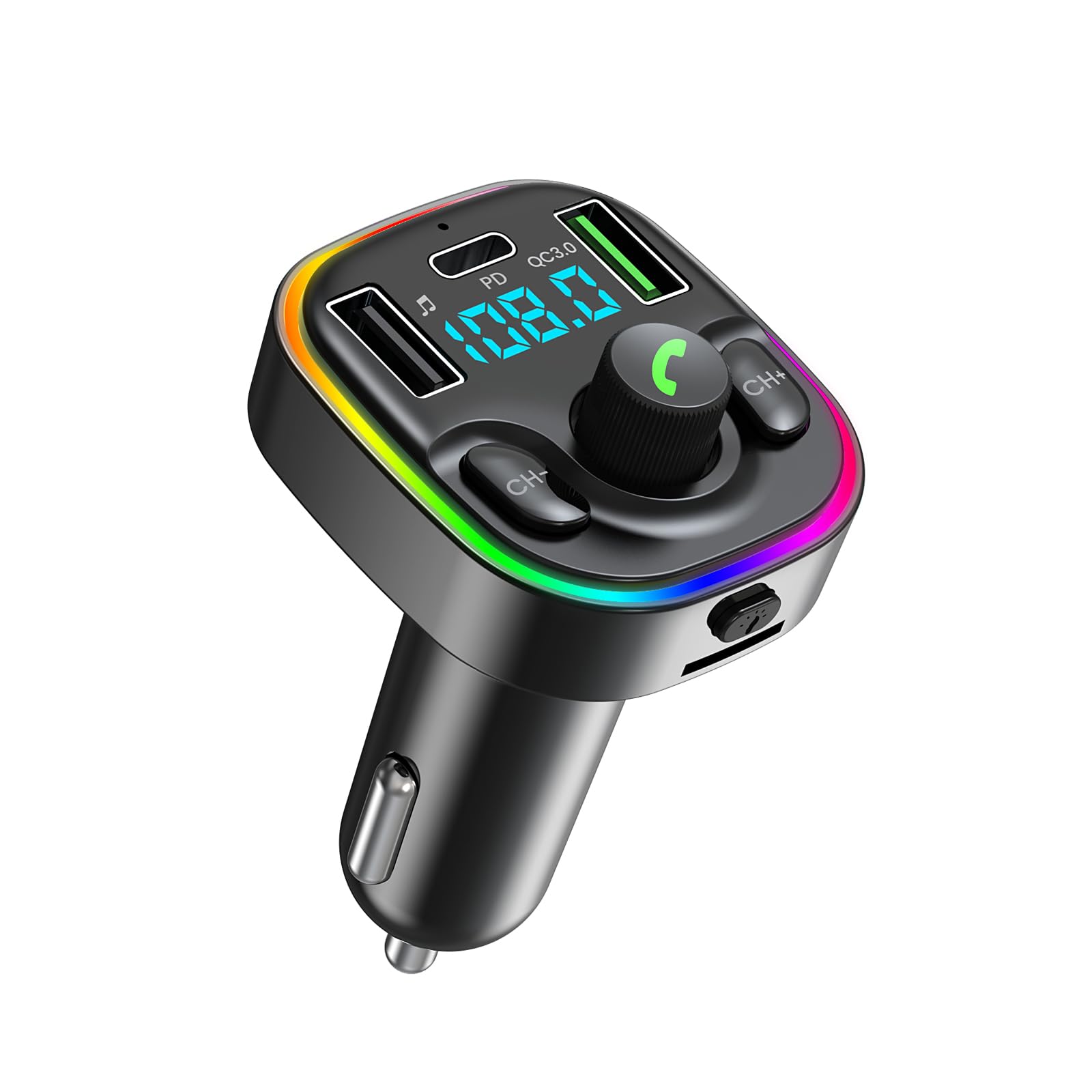 Bluetooth 5.3 Fm Transmitter Car Adapter   Bluetooth Car Adapter With Fast Charger [Pd 30W & Qc3.0 18W],Hi Fi Audio & Clear Call