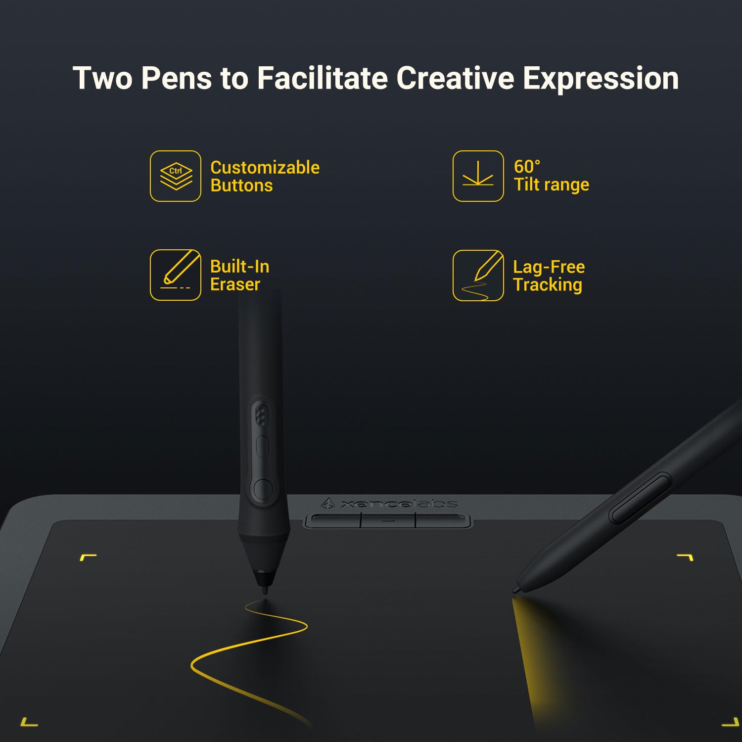Xencelabs Drawing Tablet Small, Portable Wireless Graphic Tablets, Ultrathin Pen Tablet With 2 Battery Free Stylus, 8192 Levels