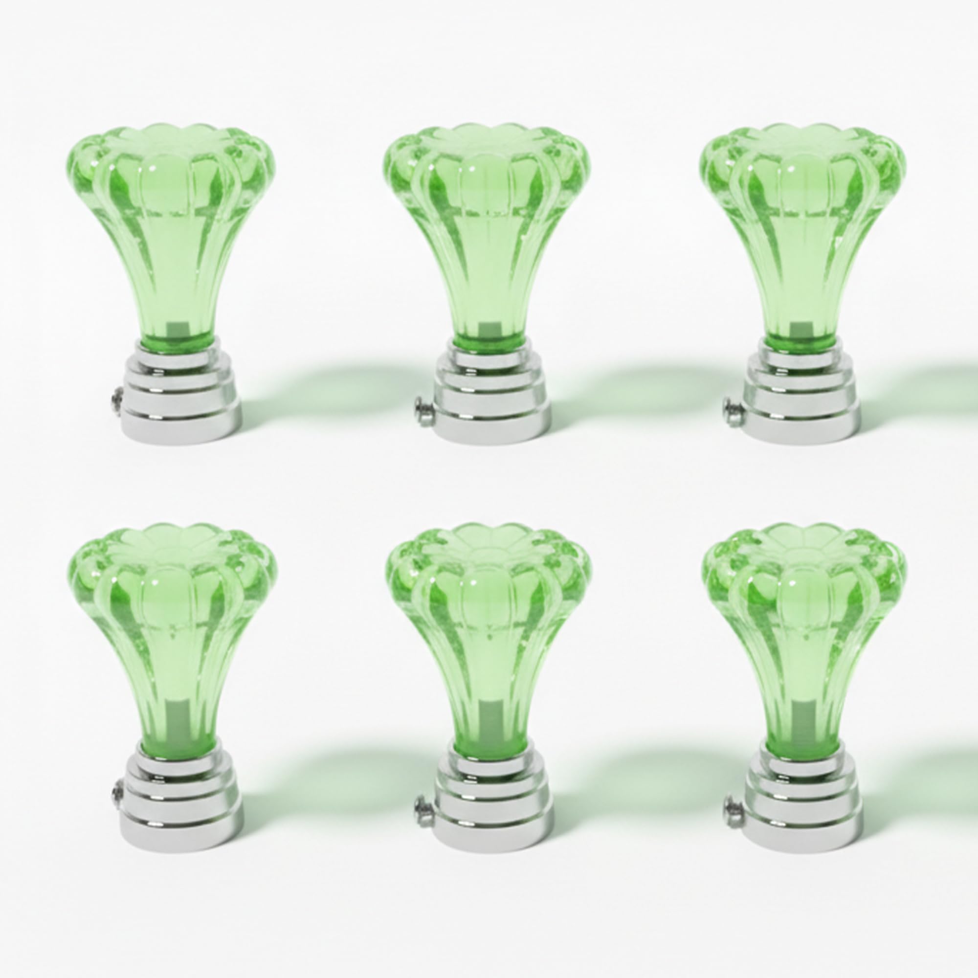 Atlantic Curtain Rod Finials Set Of 6  Flower Style Decorative Textured Resin Finials For Standard Drapery Rods, Emerald Green