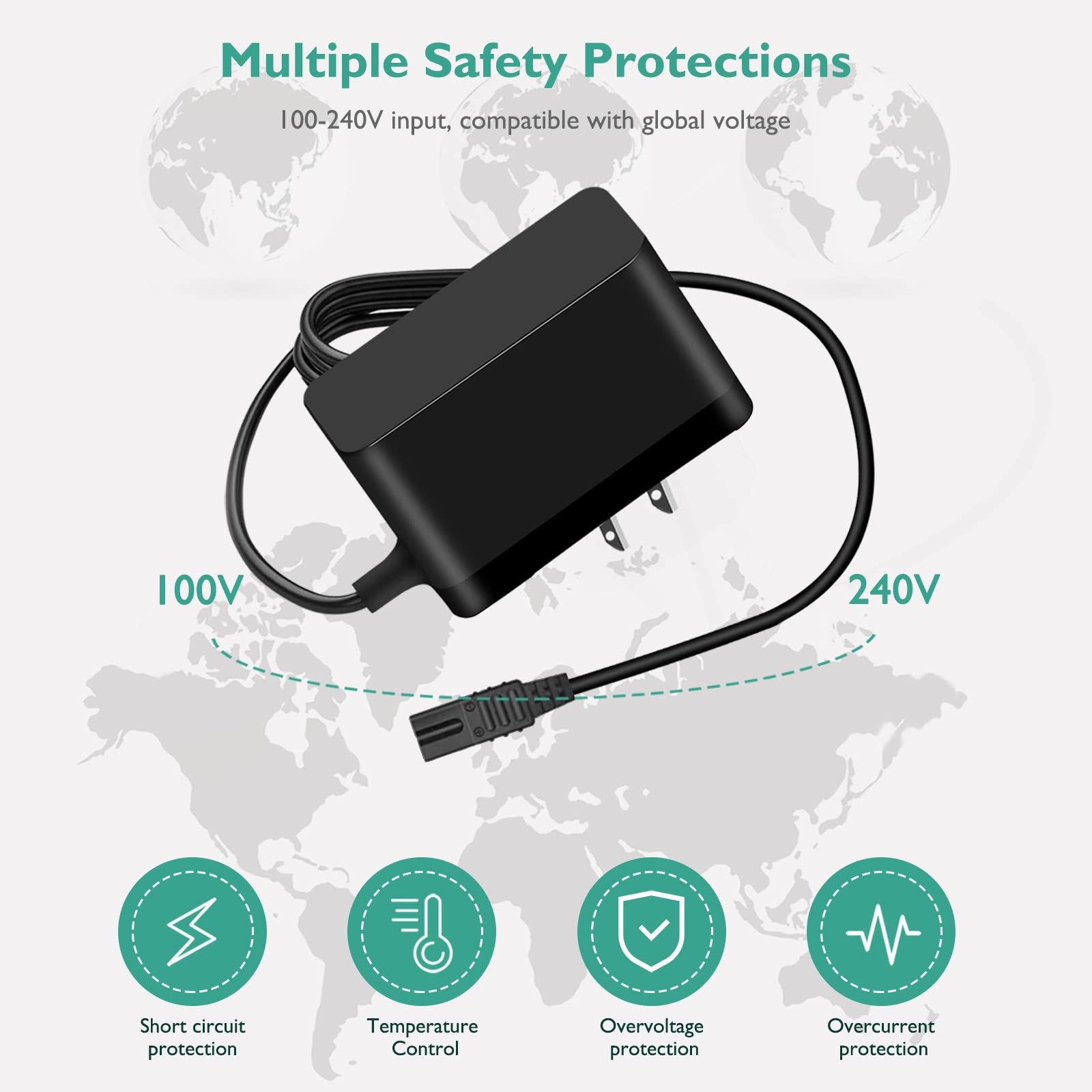 For Wahl Shaver Charger, Lnauy 2V Power Cord Compatible With Wahl 8061/8786 1001/8163 / 7367/7357 / 7353/7029 / 7060/7035 / 7339