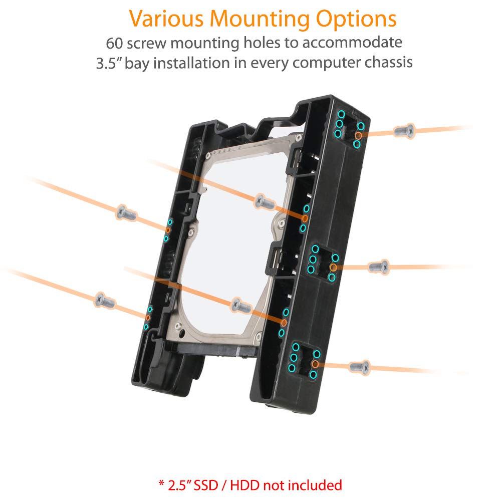ICY DOCK Dual 2.5 inch to 3.5 inch HDD & SSD Light Weight Mounting Bracket Adapter for Internal 3.5' Drive Bay | EZ Fit Lite MB290SP B