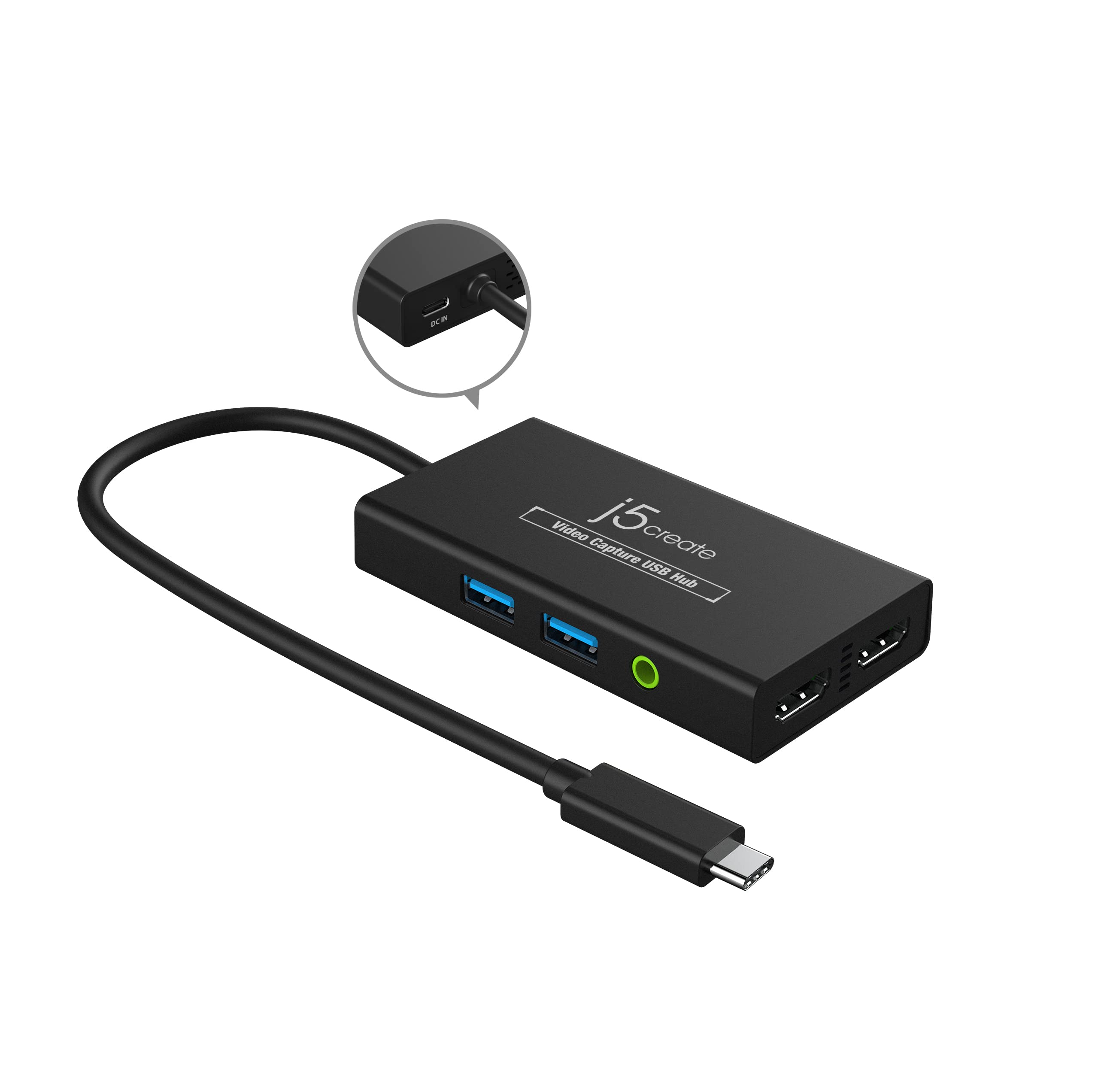 j5create Accessory JVA01 Video Capture USB Hub Black Retail