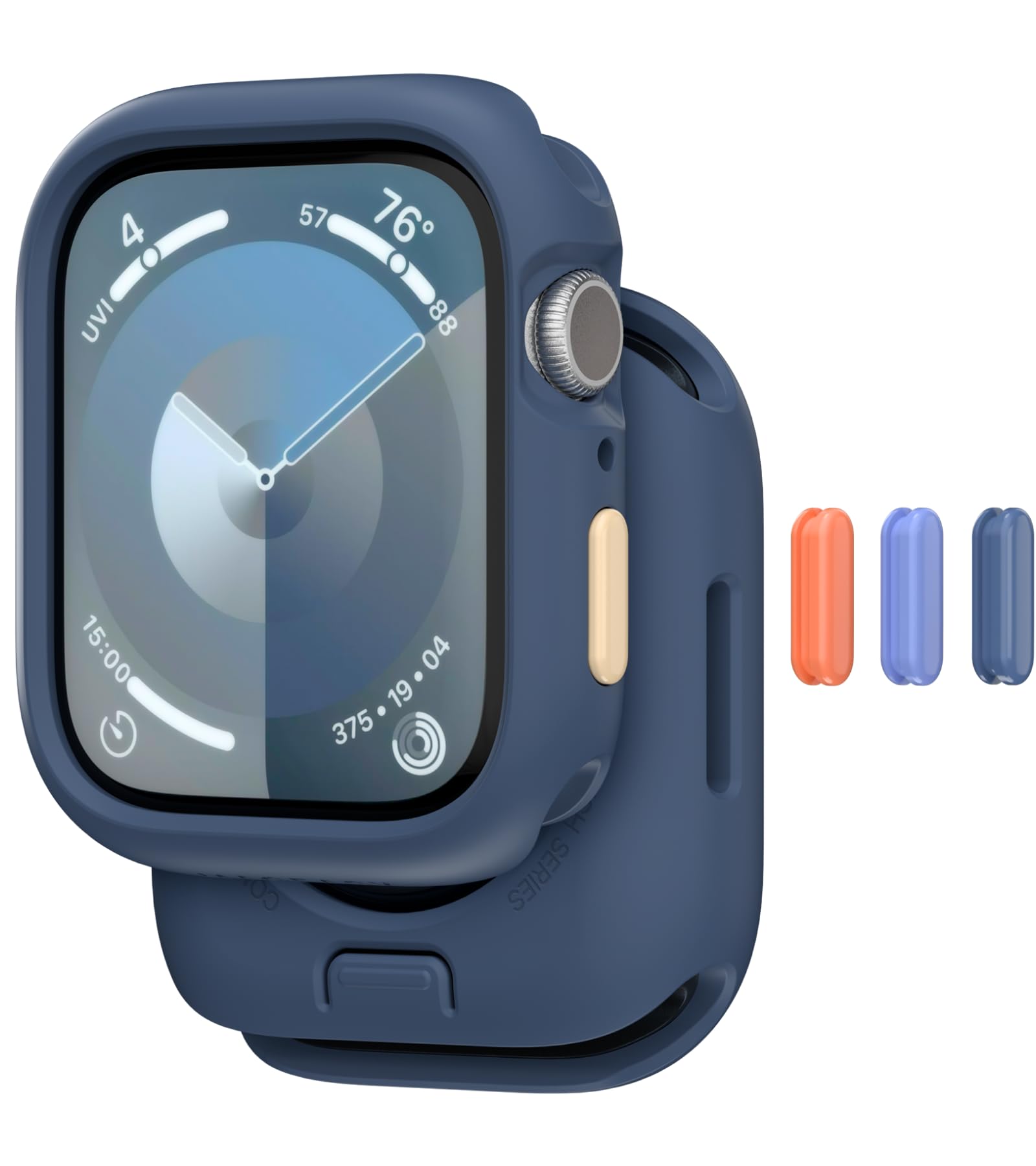MAGEASY Protective Case for 40mm Apple Watch SE3, 41mm Apple Watch Series 9, 8, 7 | Shockproof Silicone Bumper, Skin - Storm Blu