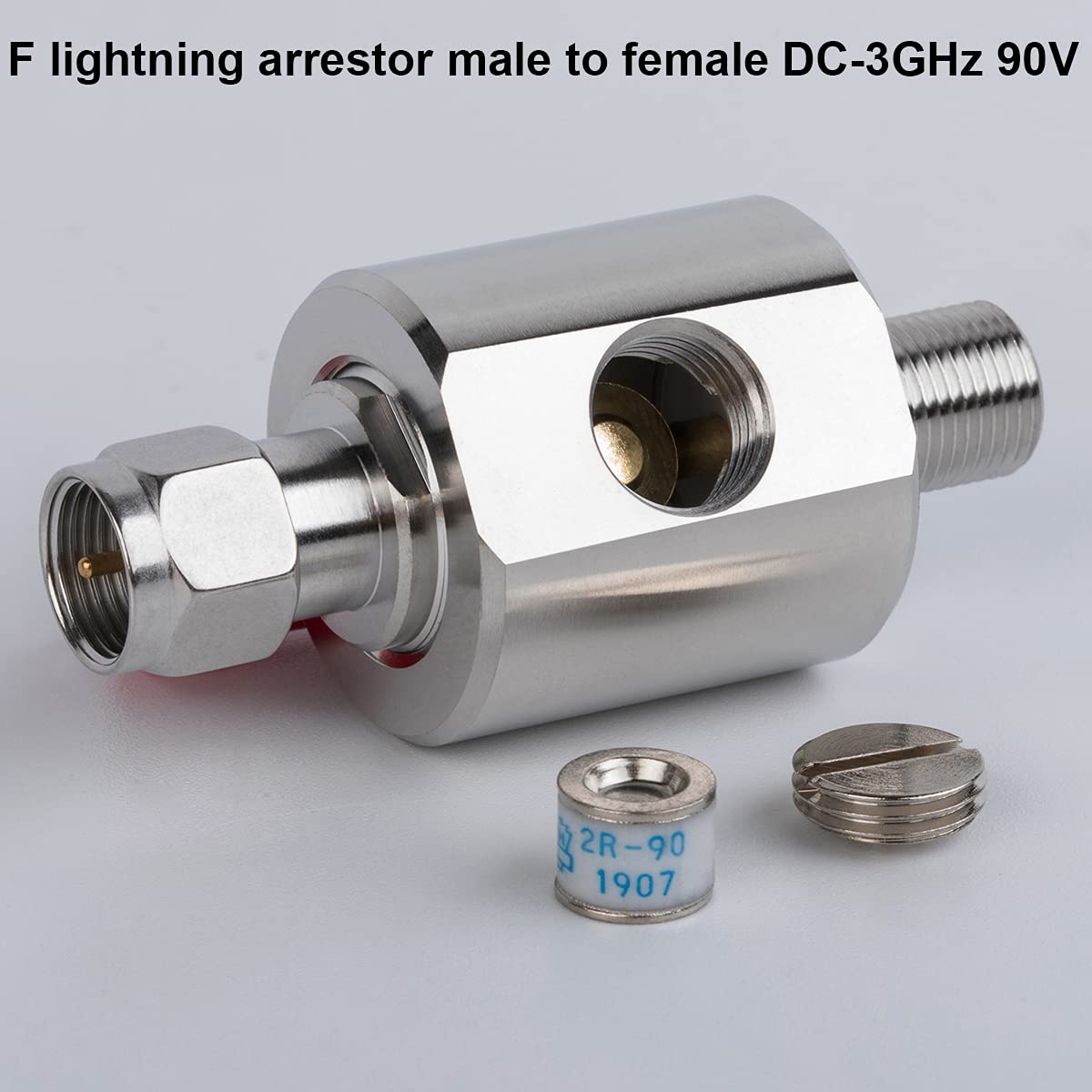 Lightning Arrestor F Male To F Female Dc 3Ghz 75 Ohm Cellular 2G 3G 4G Lte Catv Satellite With 90V Gas Tube Surge Arrester (Lightning Arrester F Male To Female)