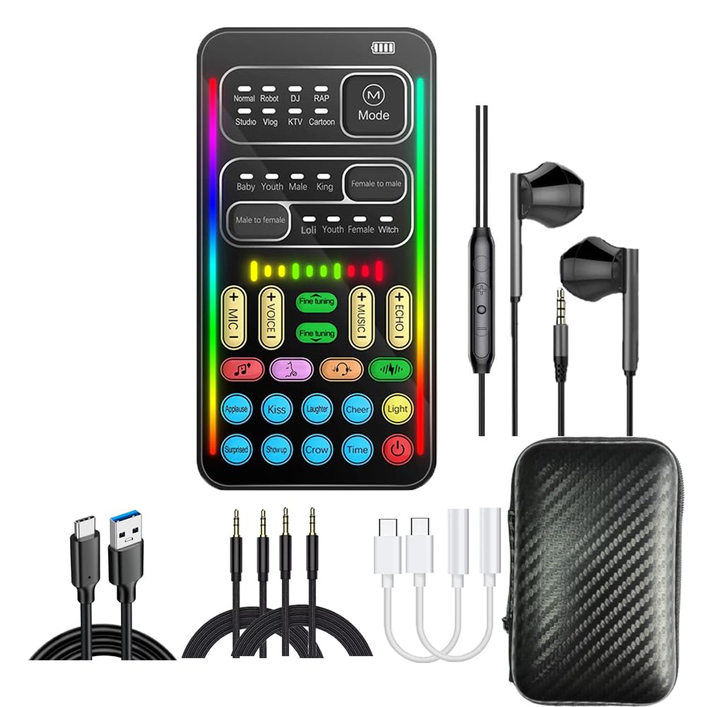 DIANMO Game Voice Changer, Audio Mixer, i9Live Sound Card kit (Including Headphones and 2 converters), Suitable for PS4/PS5/Xbox